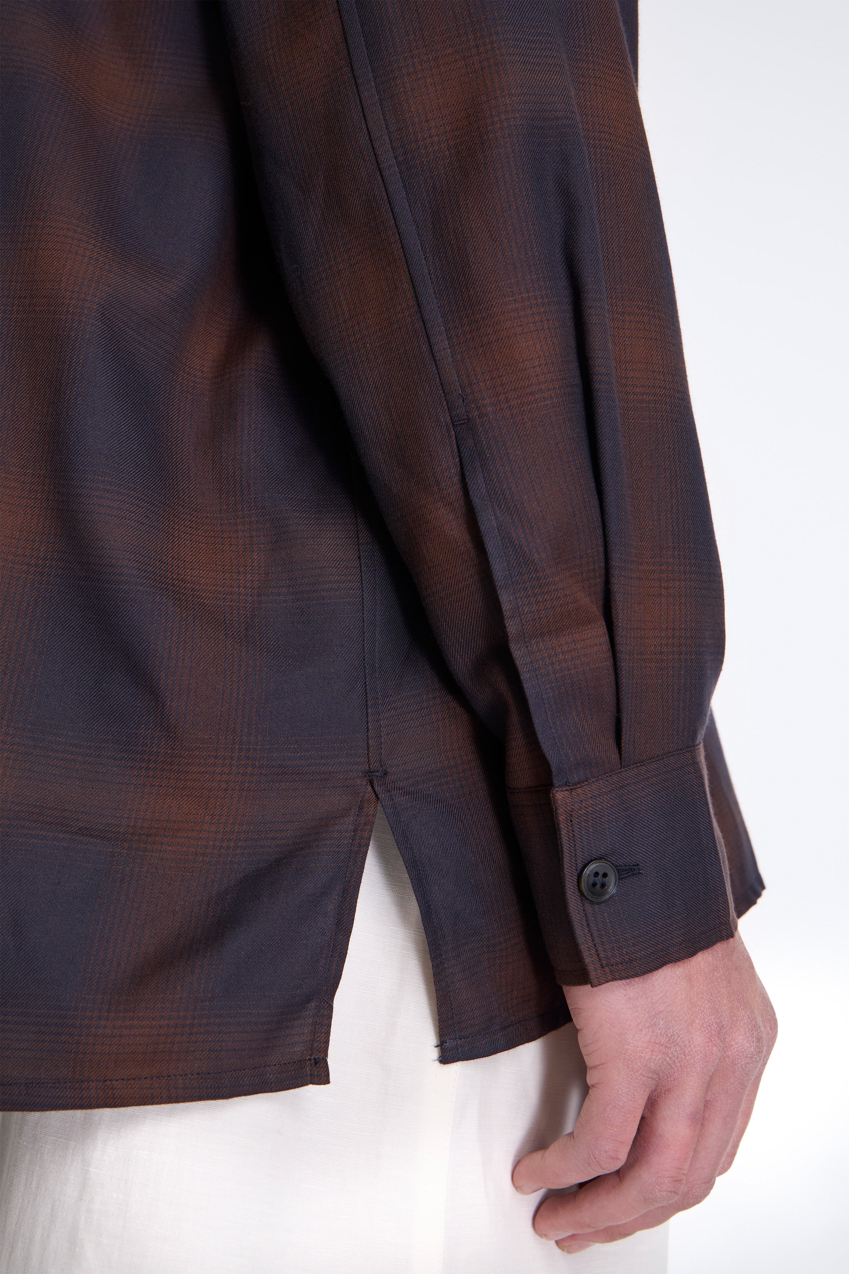Strike Cotton Check Shirt Navy / Espresso