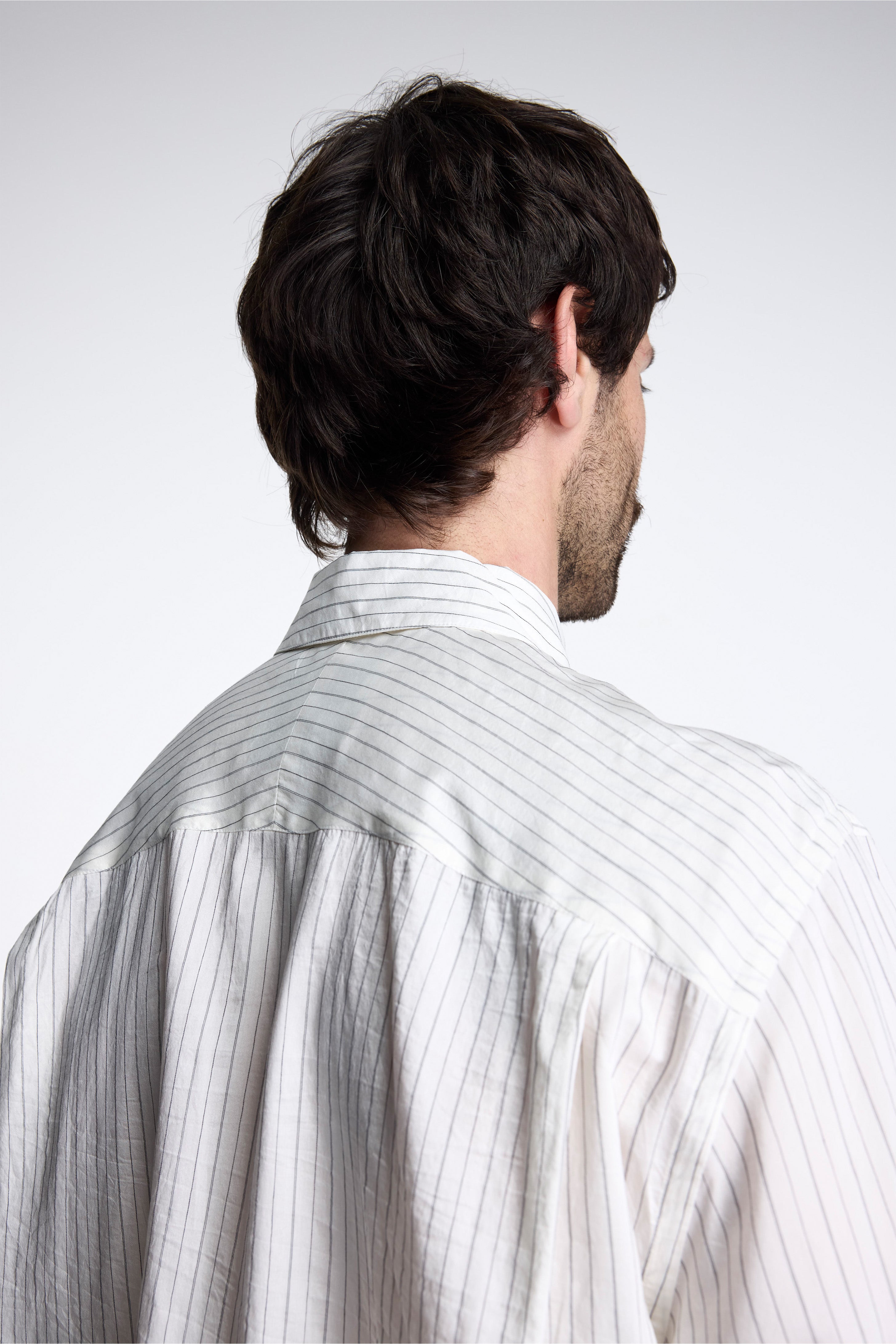 View Stripe Silk Shirt Ecru/ Black