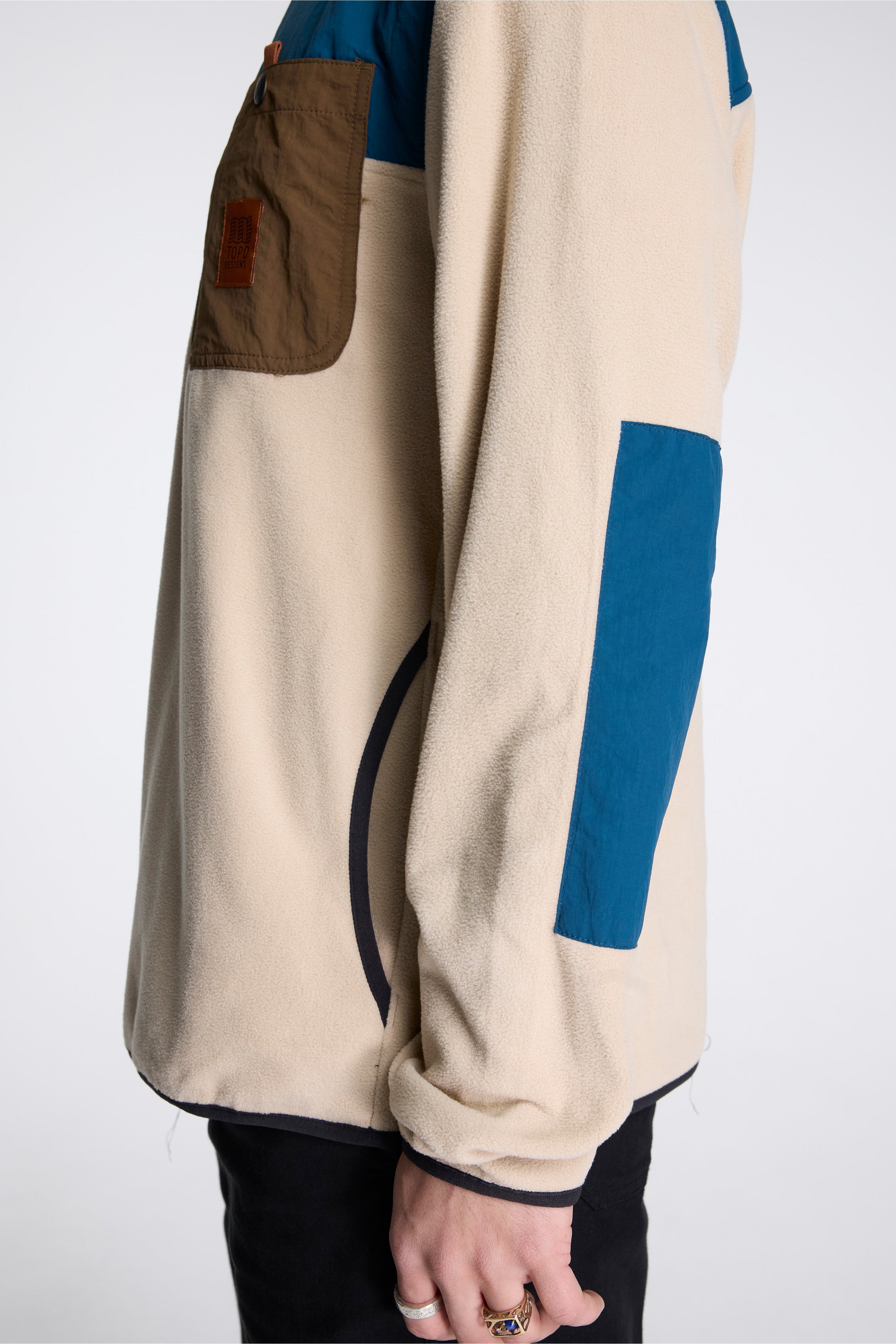 Vista 1/4 Zip Lightweight Fleece Mens Oatmeal/Pond Blue