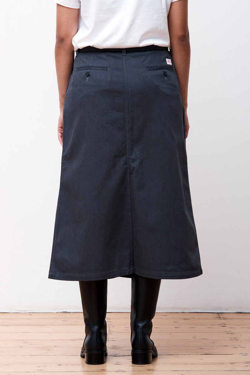 Tuck Belted Skirt Charcoal