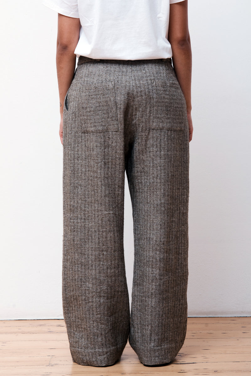 Linen Mara Trouser Natural/Grey
