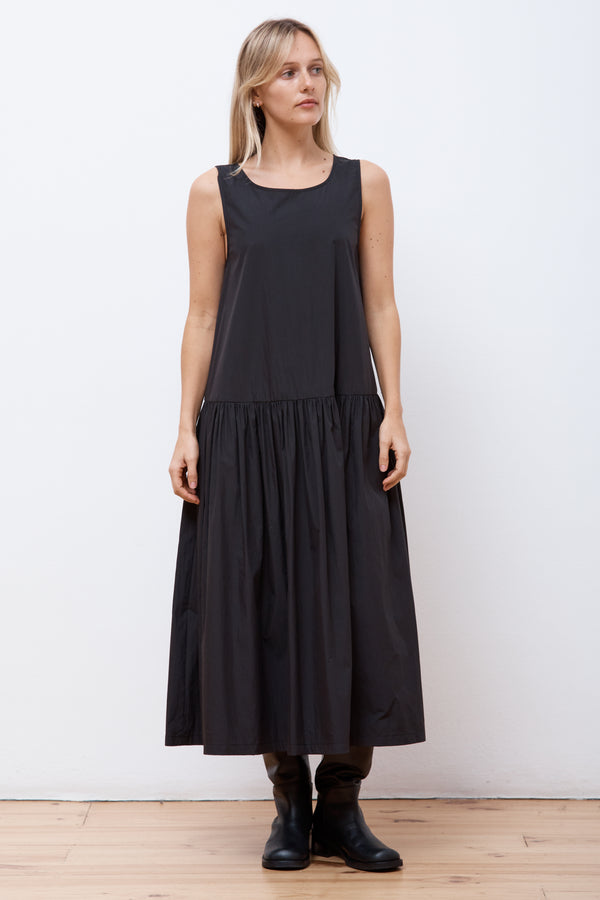 Cotton Shirring Dress Black