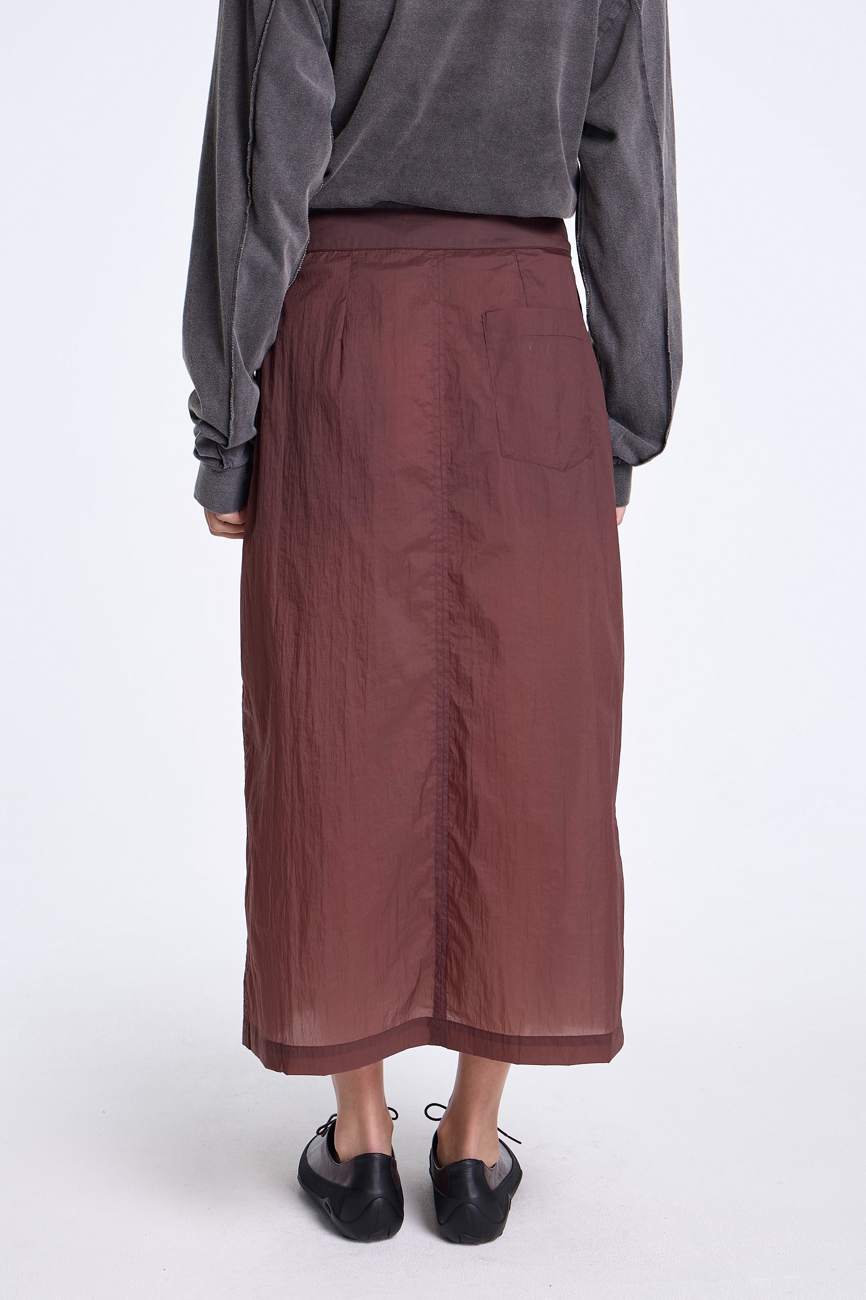 Classic Wrap Skirt Merlot Crinkled Tech