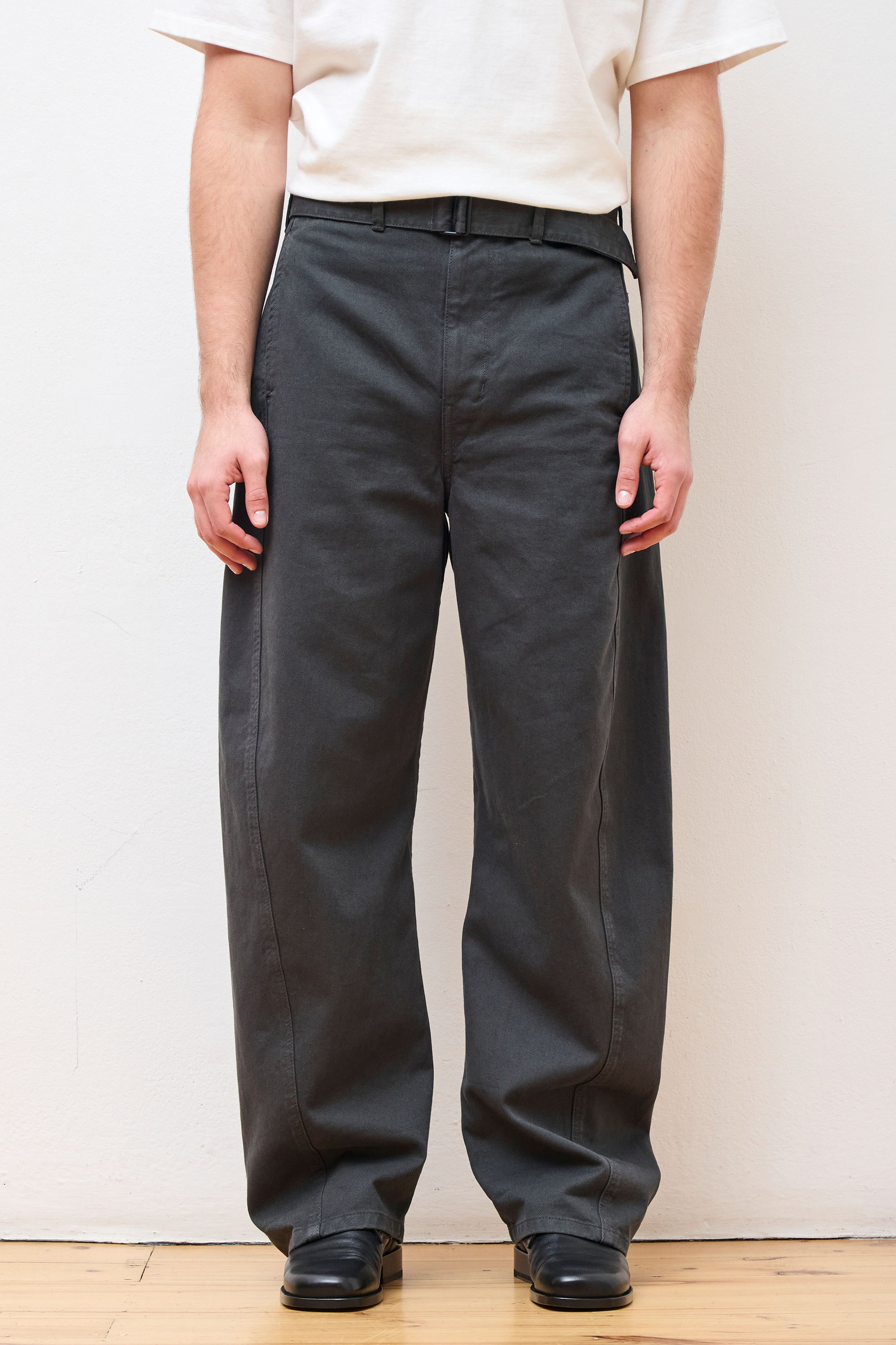 Twisted Belted Pants Carbon Blue