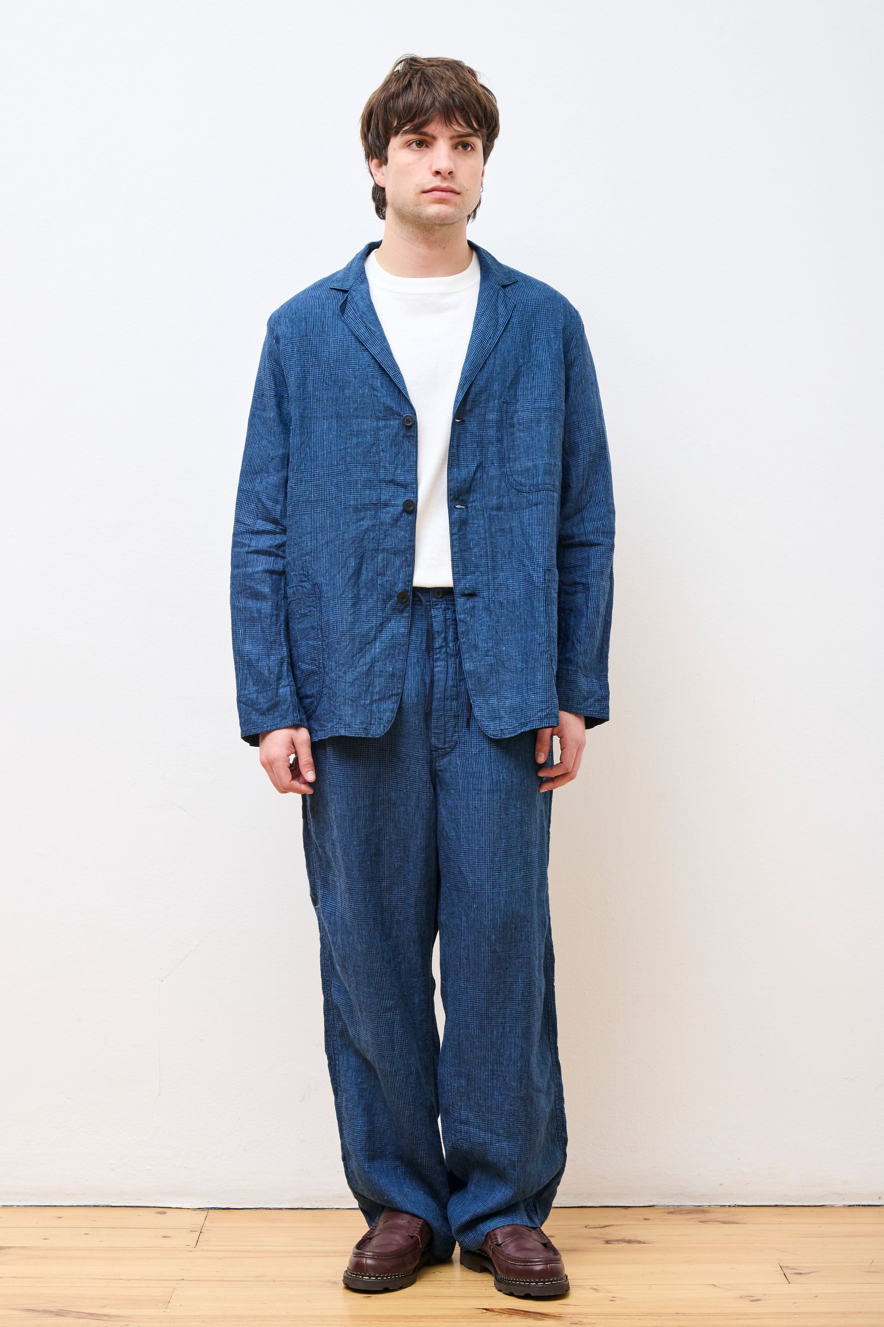 Simple Light Jacket Indigo Check