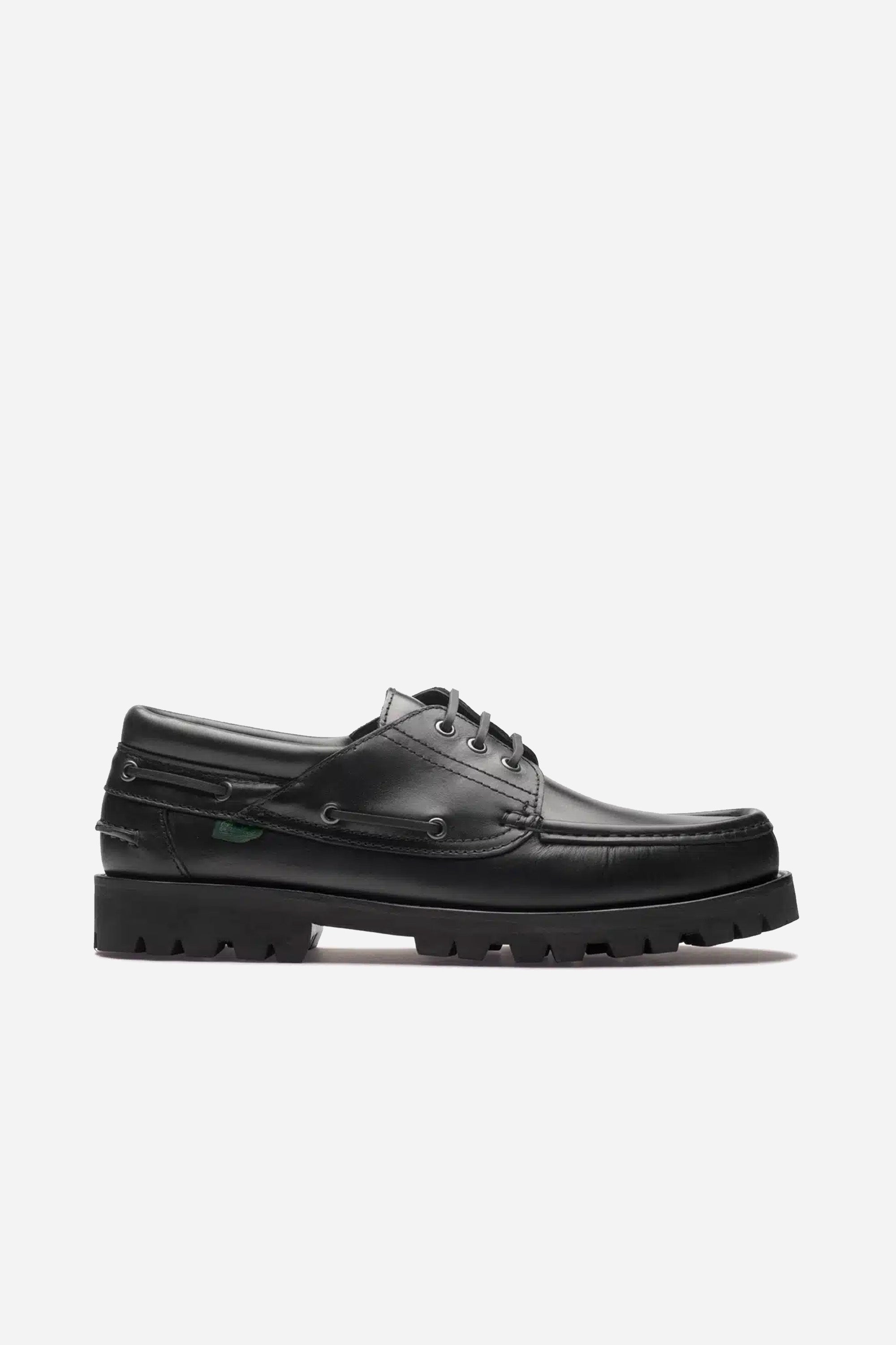 Paraboot Briac black loafer shoe on a grey background