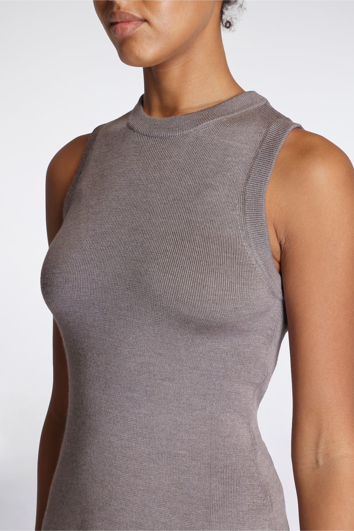 Appointment Top Taupe Silk Wool