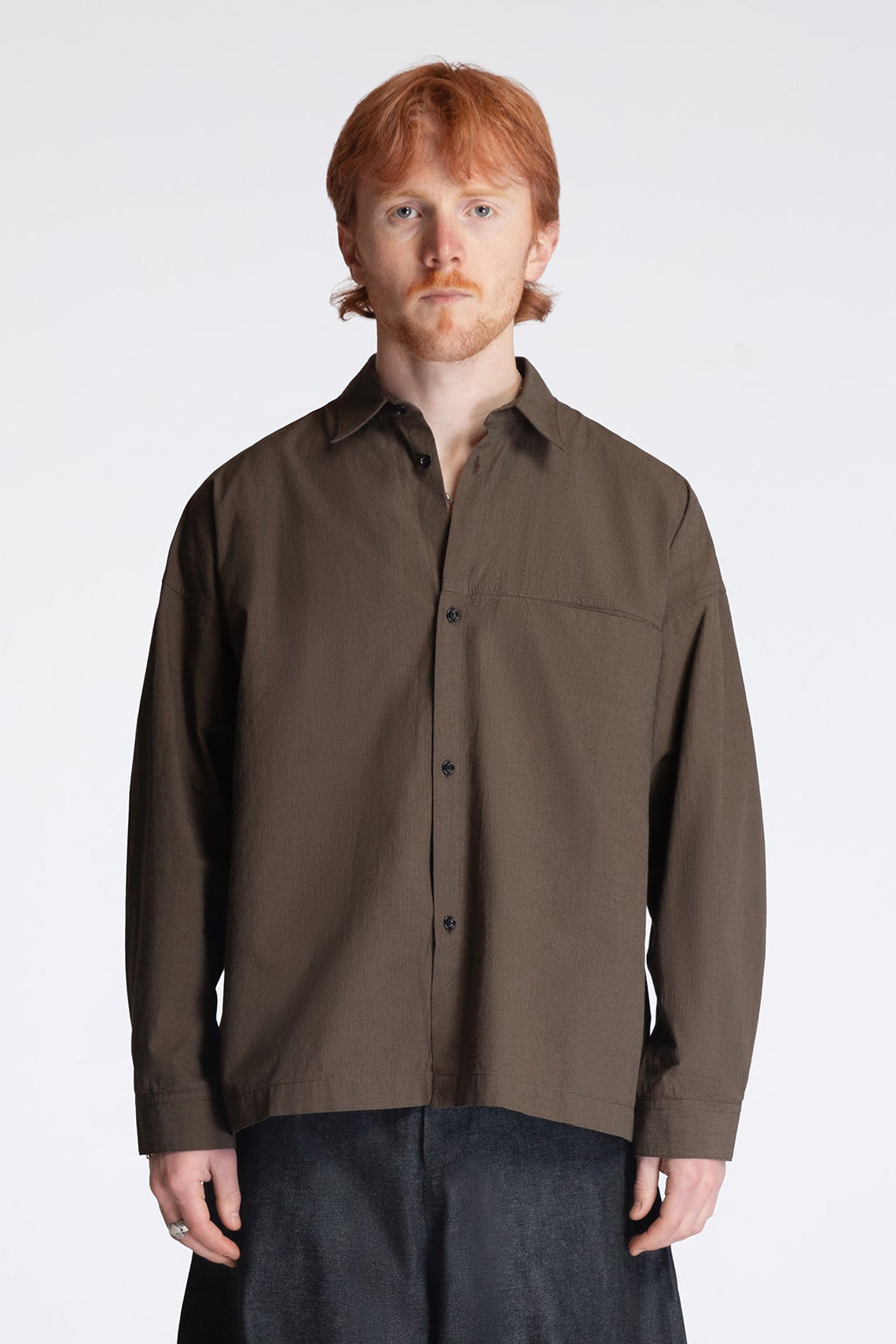 Pocket Parka Shirt Brown Houndstooth