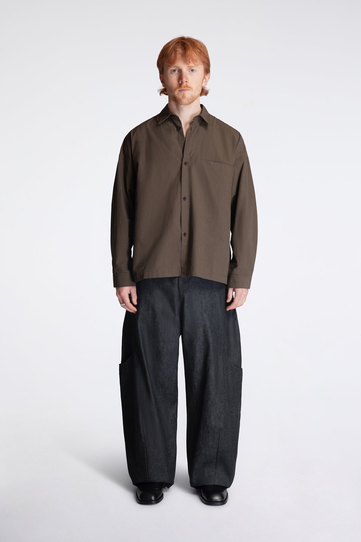 Pocket Parka Shirt Brown Houndstooth