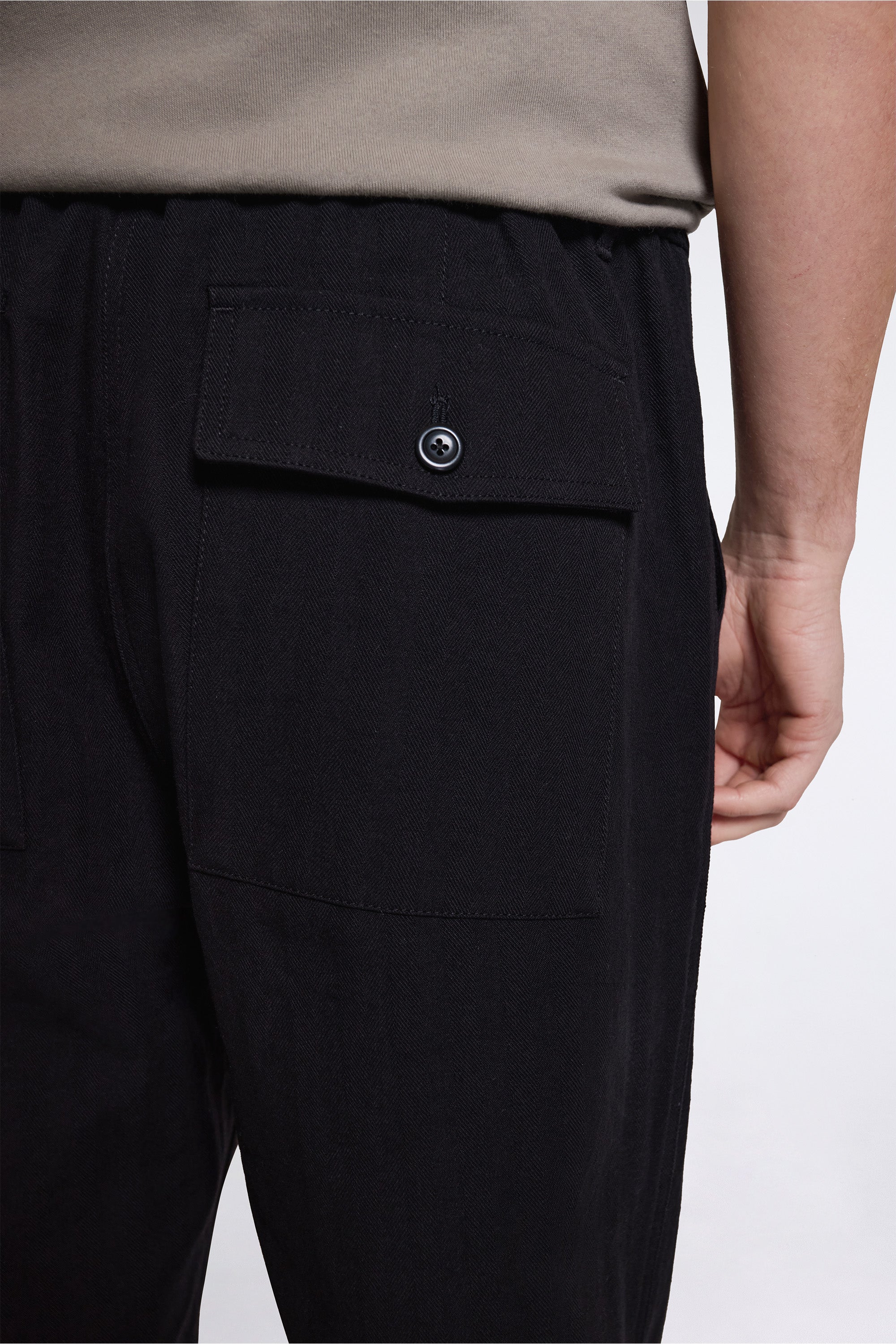 Kvitfjell Relaxed Cotton Wool Herringbone Pant Black