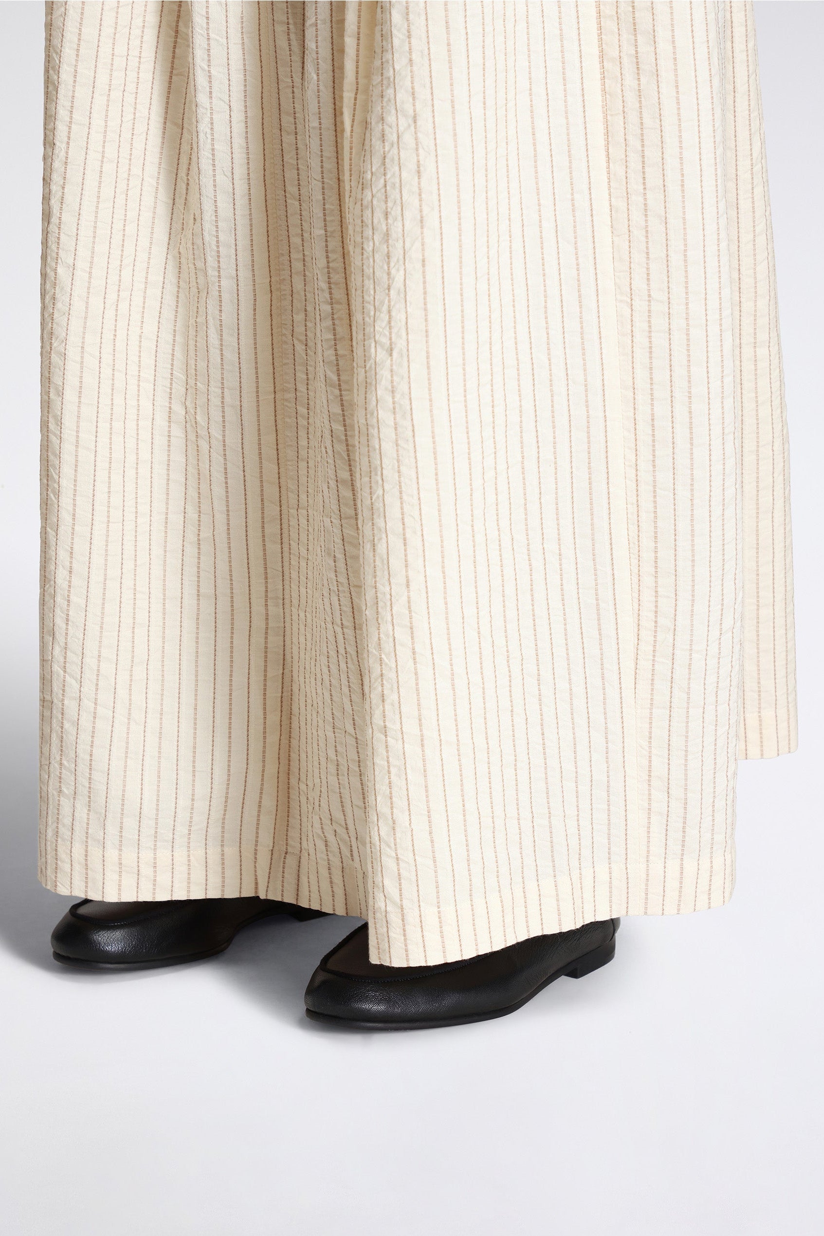 Hakama Skirt Natural/Brown Striped Cotton Shirting