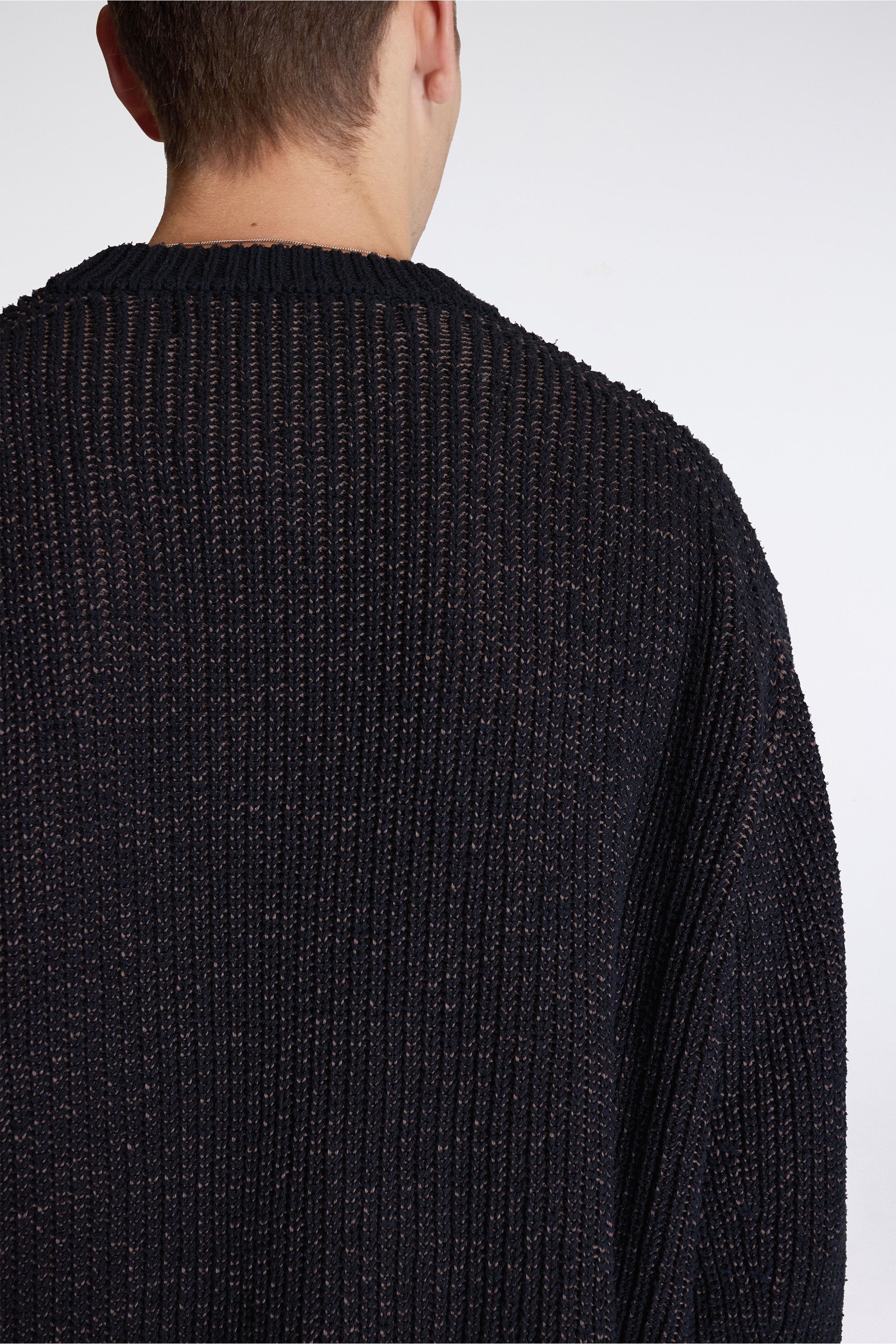 Silk Ribbed Crew Black