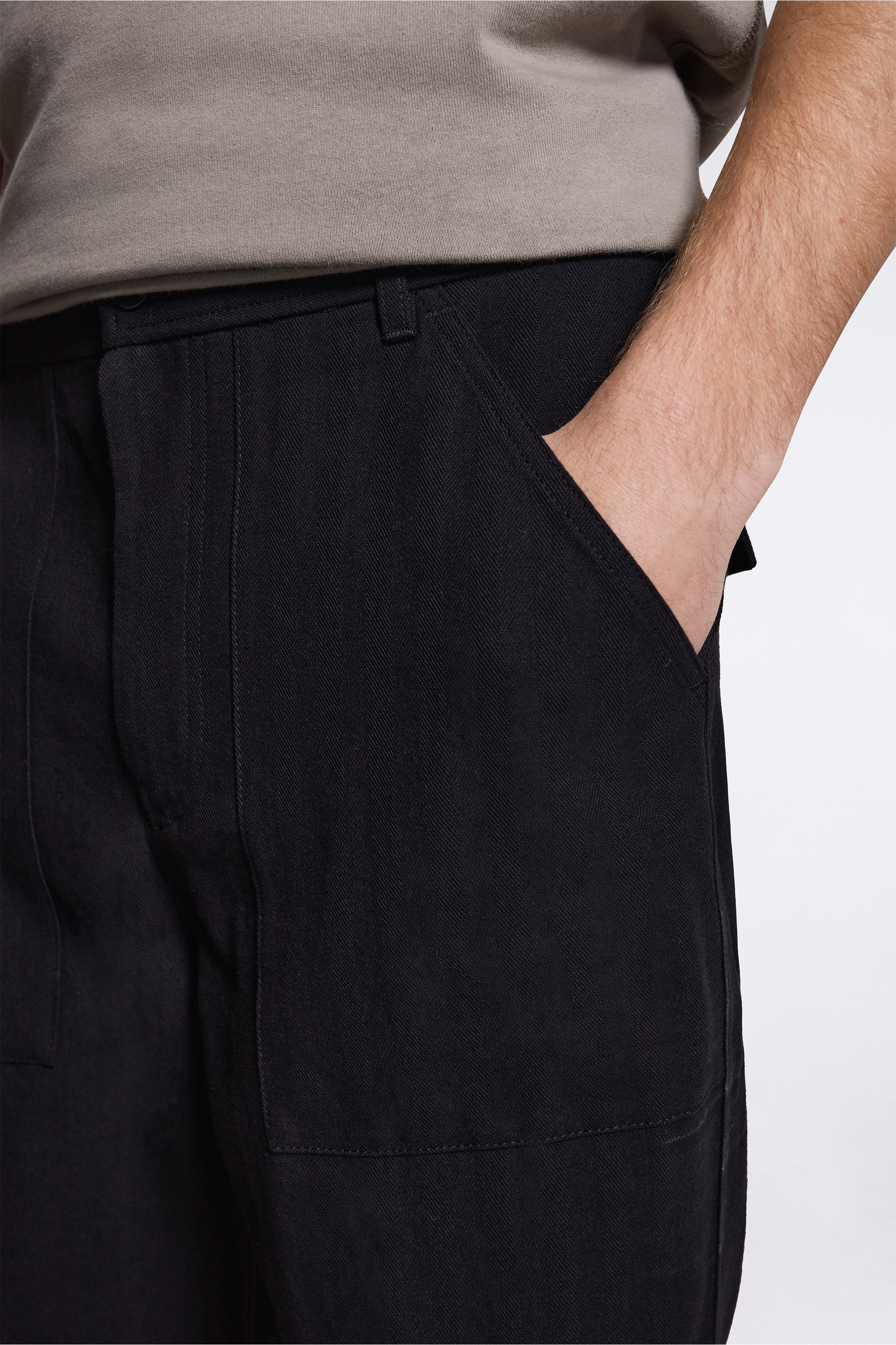 Kvitfjell Relaxed Cotton Wool Herringbone Pant Black