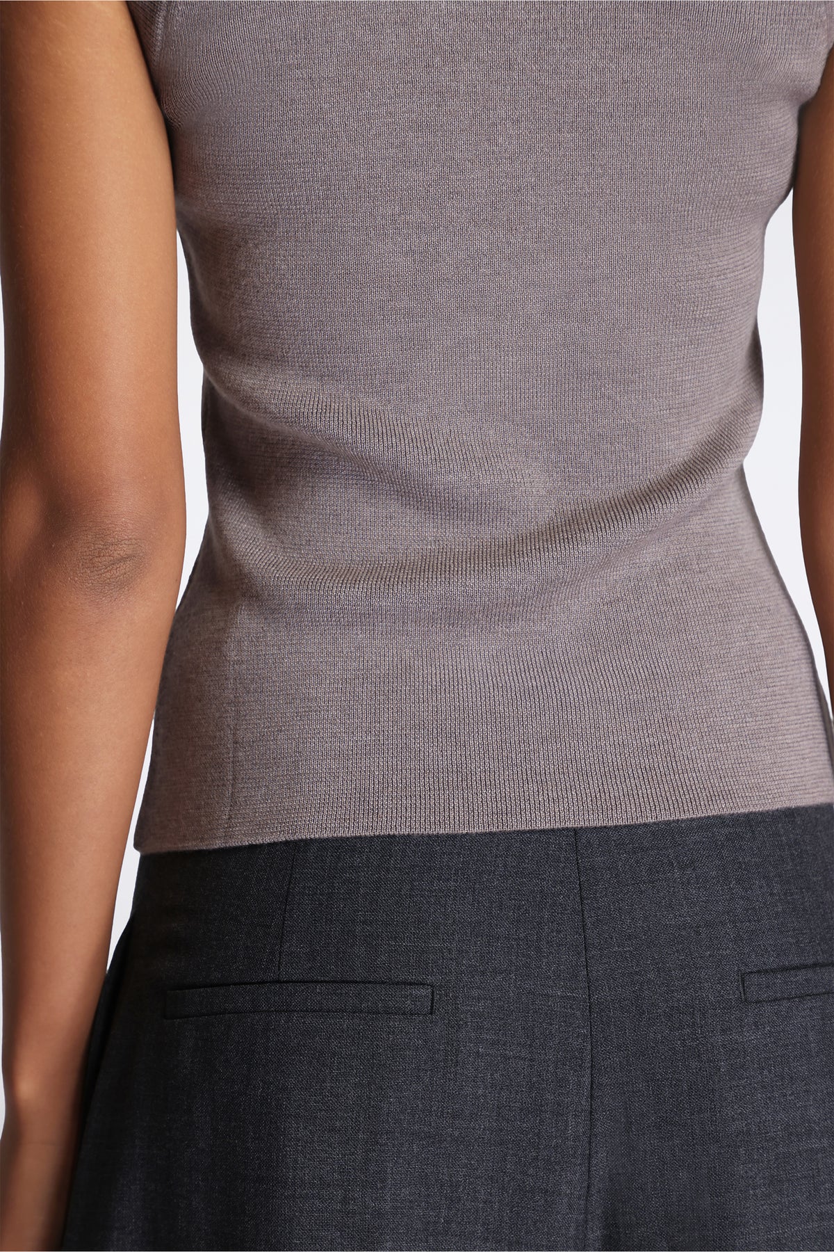 Appointment Top Taupe Silk Wool