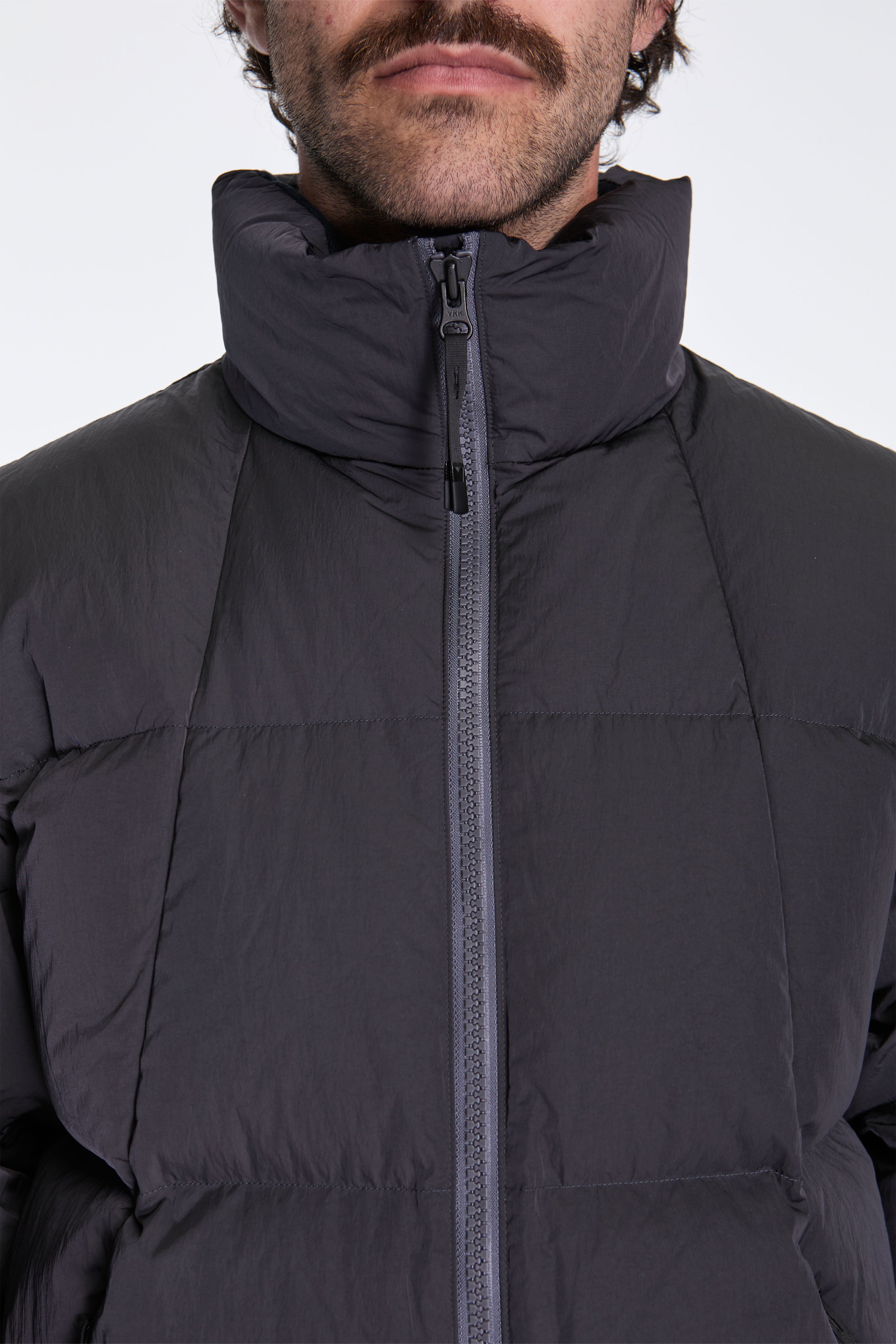 Dope Dyed Ripple Nylon Down Jacket Dark Charcoal