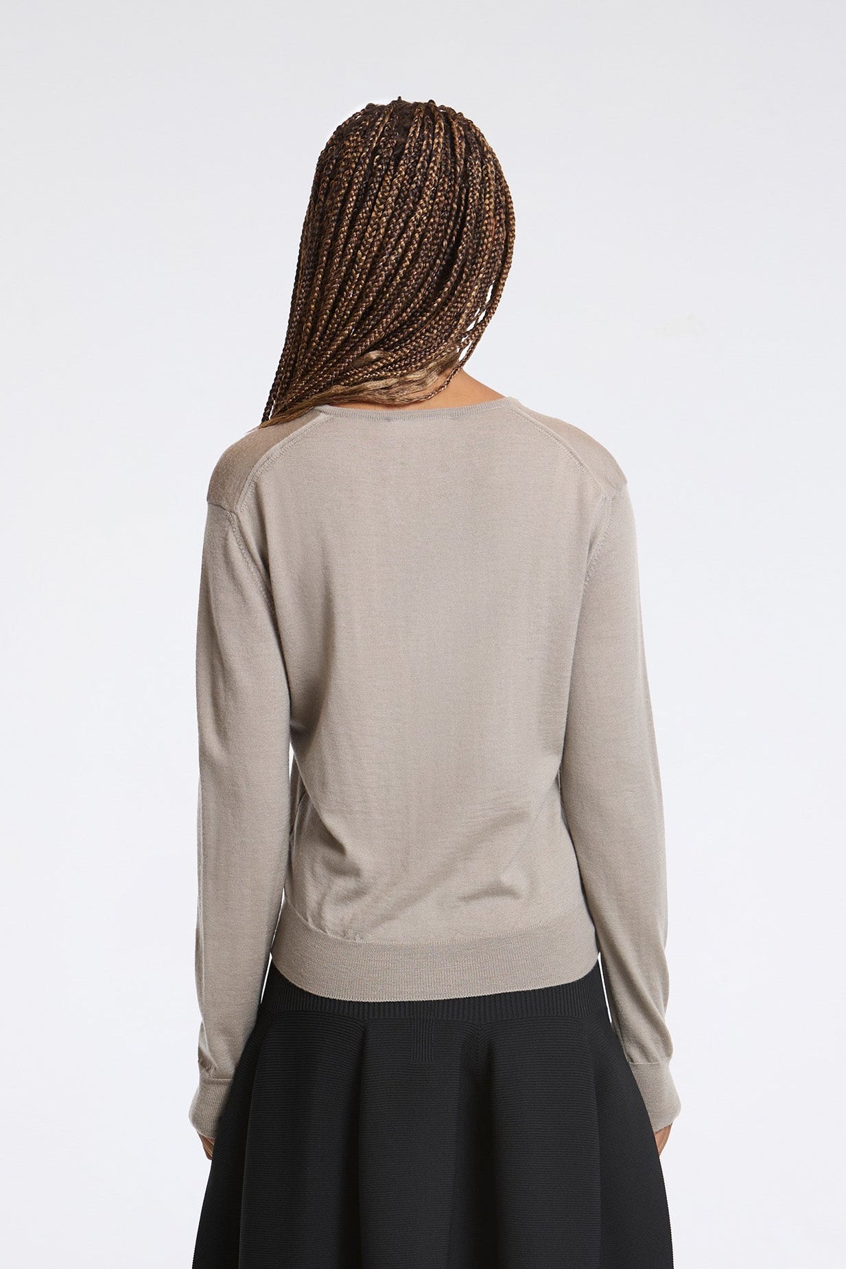 Wool V-Neck Knit Light Khaki