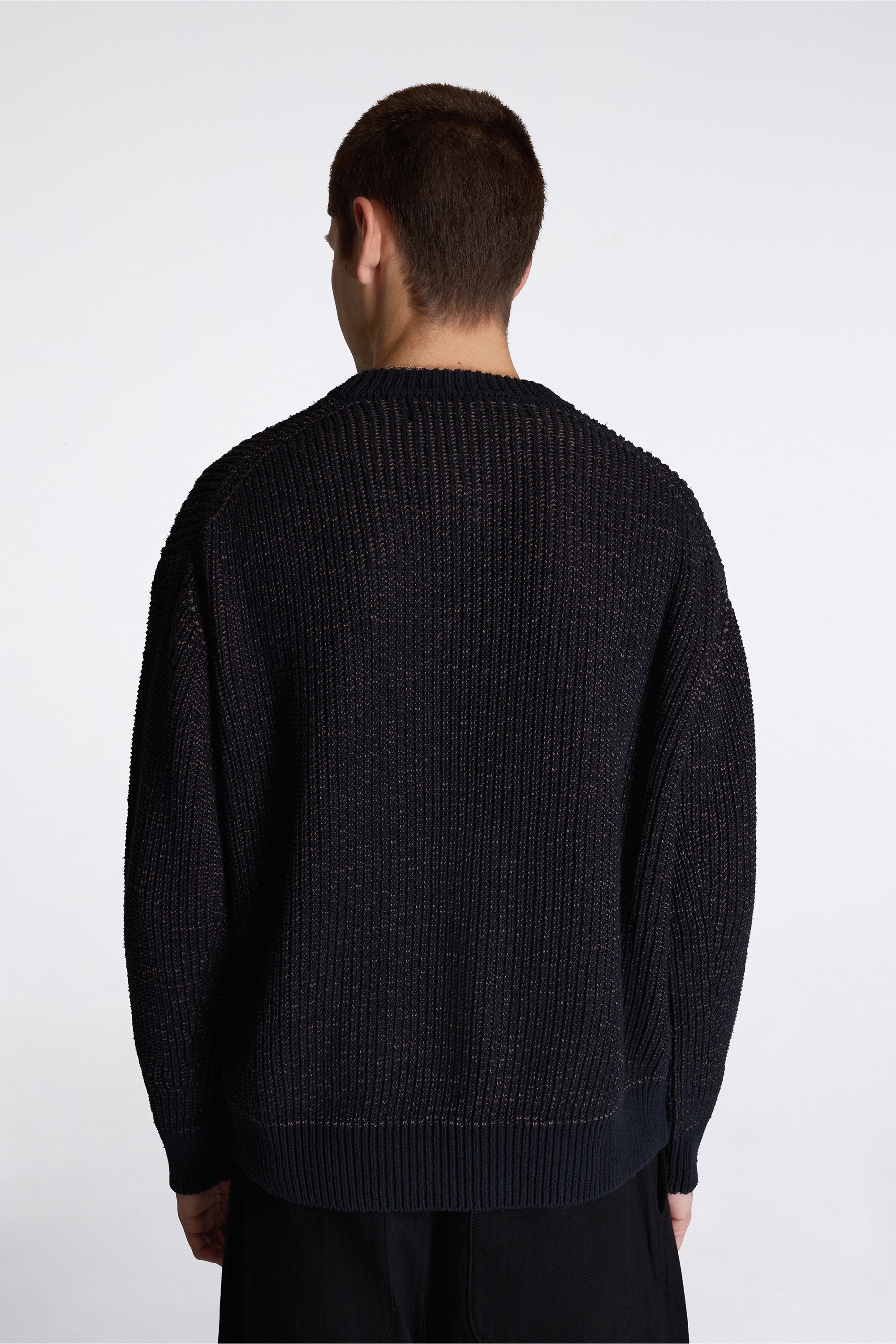 Silk Ribbed Crew Black
