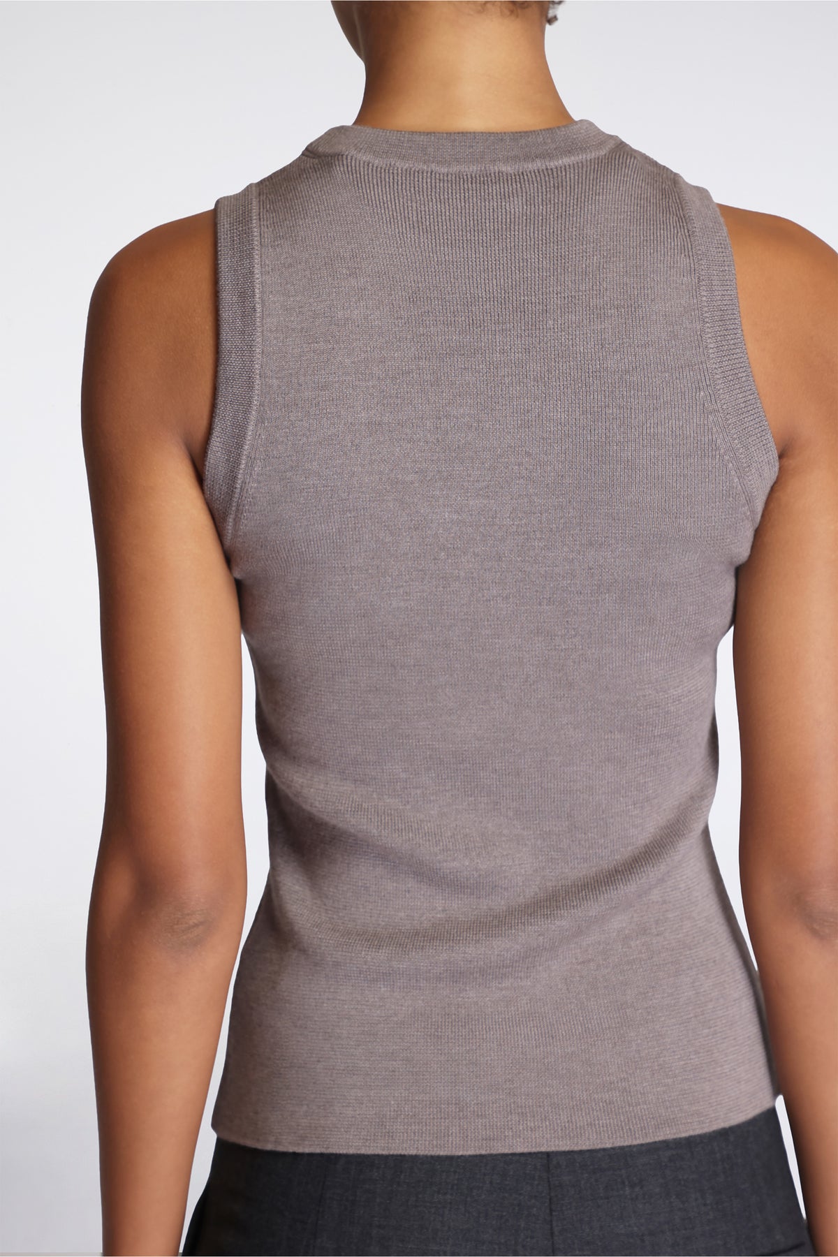 Appointment Top Taupe Silk Wool