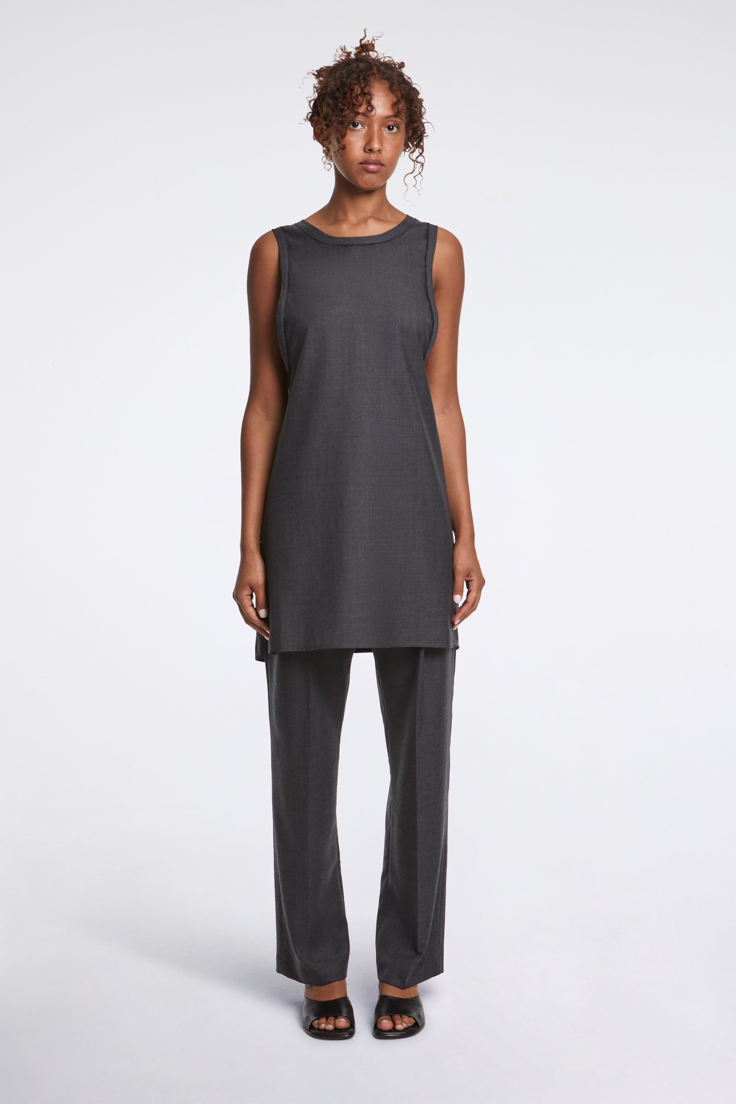 Wrap Tie Tank Dress Slate