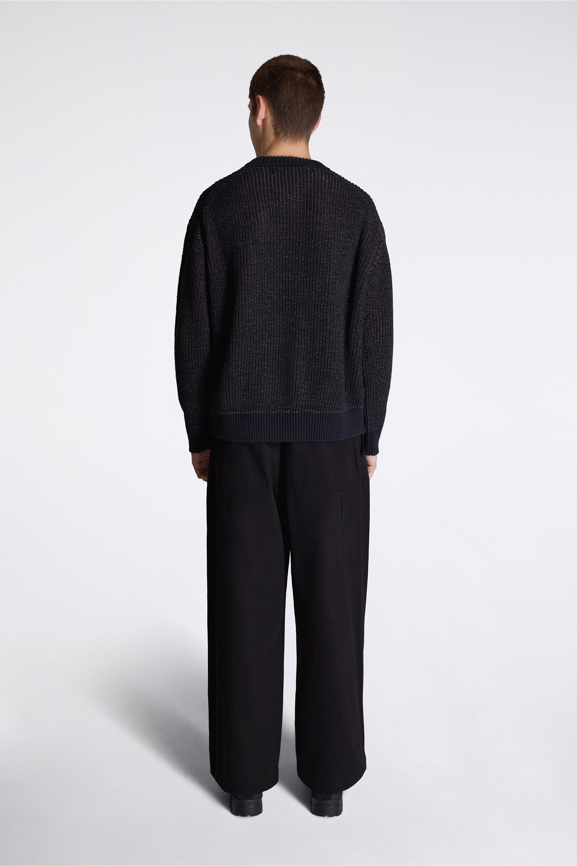 Silk Ribbed Crew Black