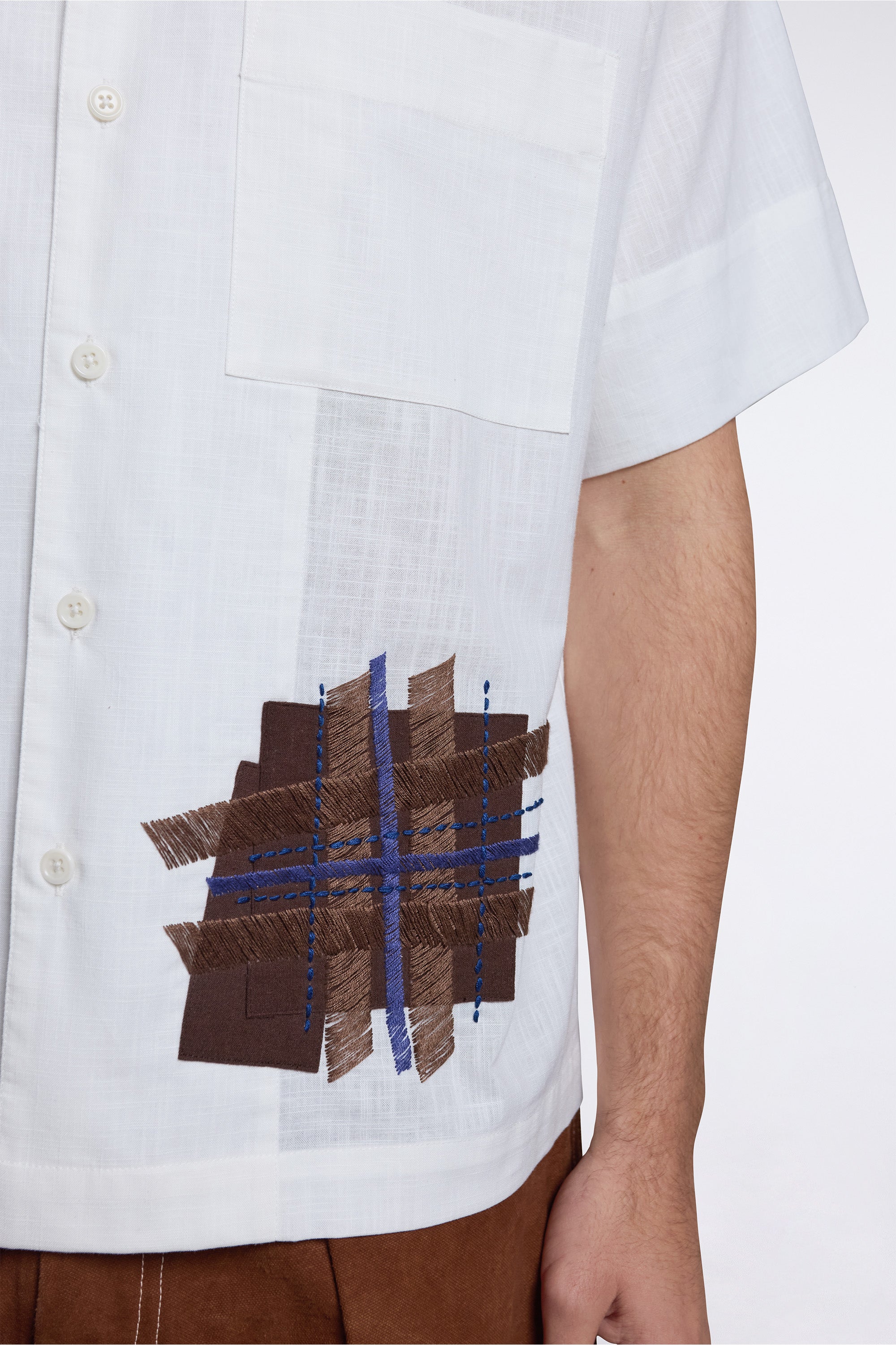 Uniform Shirt Ecru Patched Up Ecru Patched Up