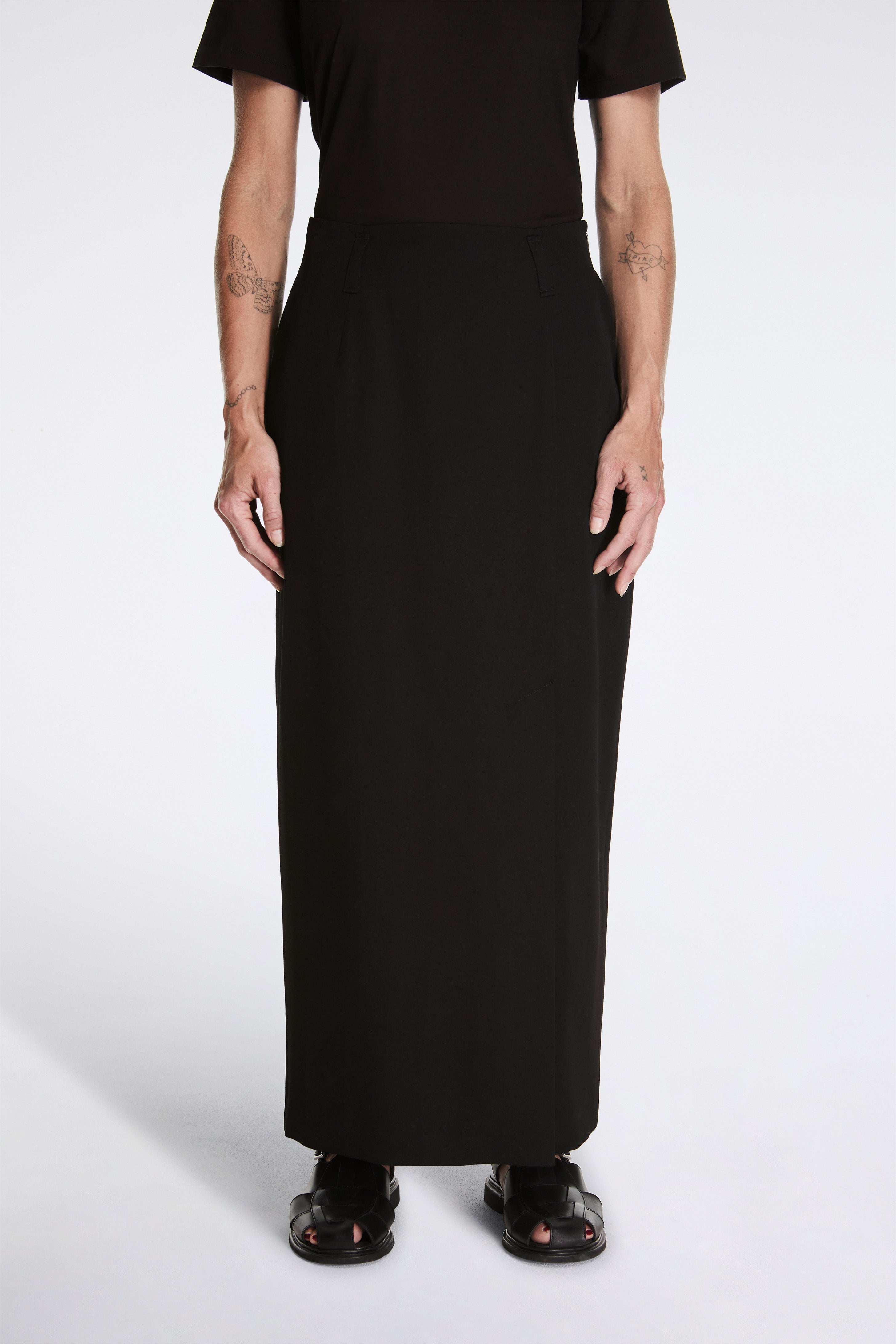 Midi Vent Skirt Black