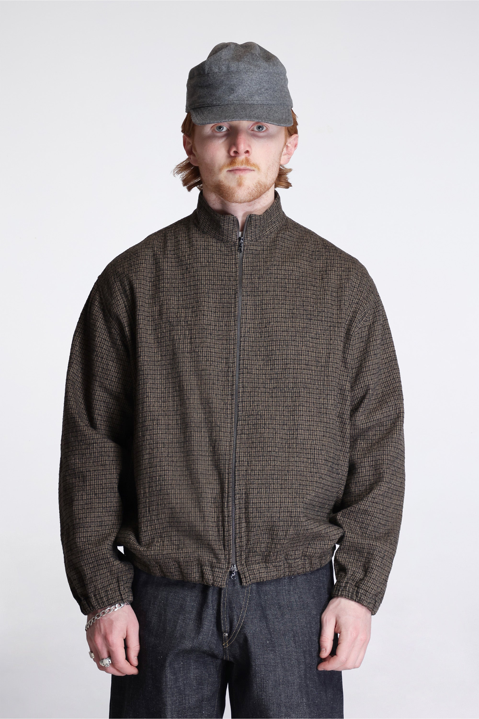 Track Jacket Brushed Cotton Wool Plaid