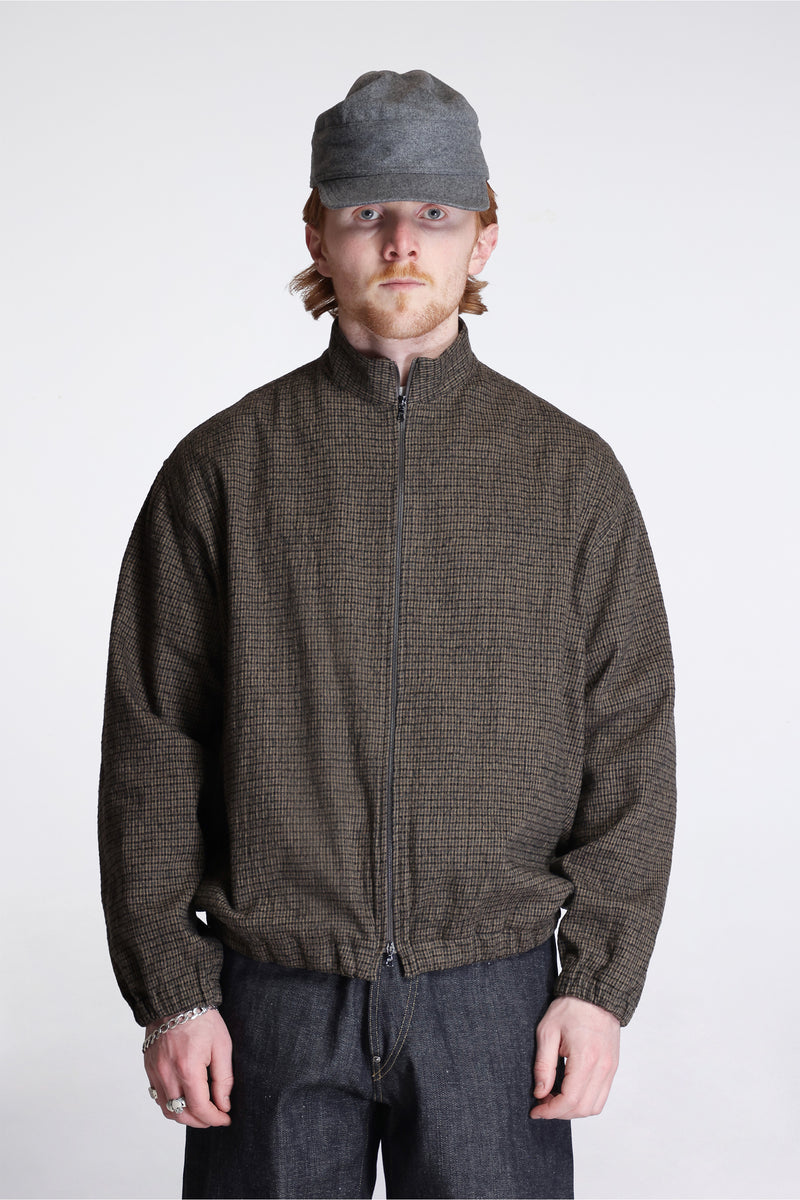 Track Jacket Brushed Cotton Wool Plaid