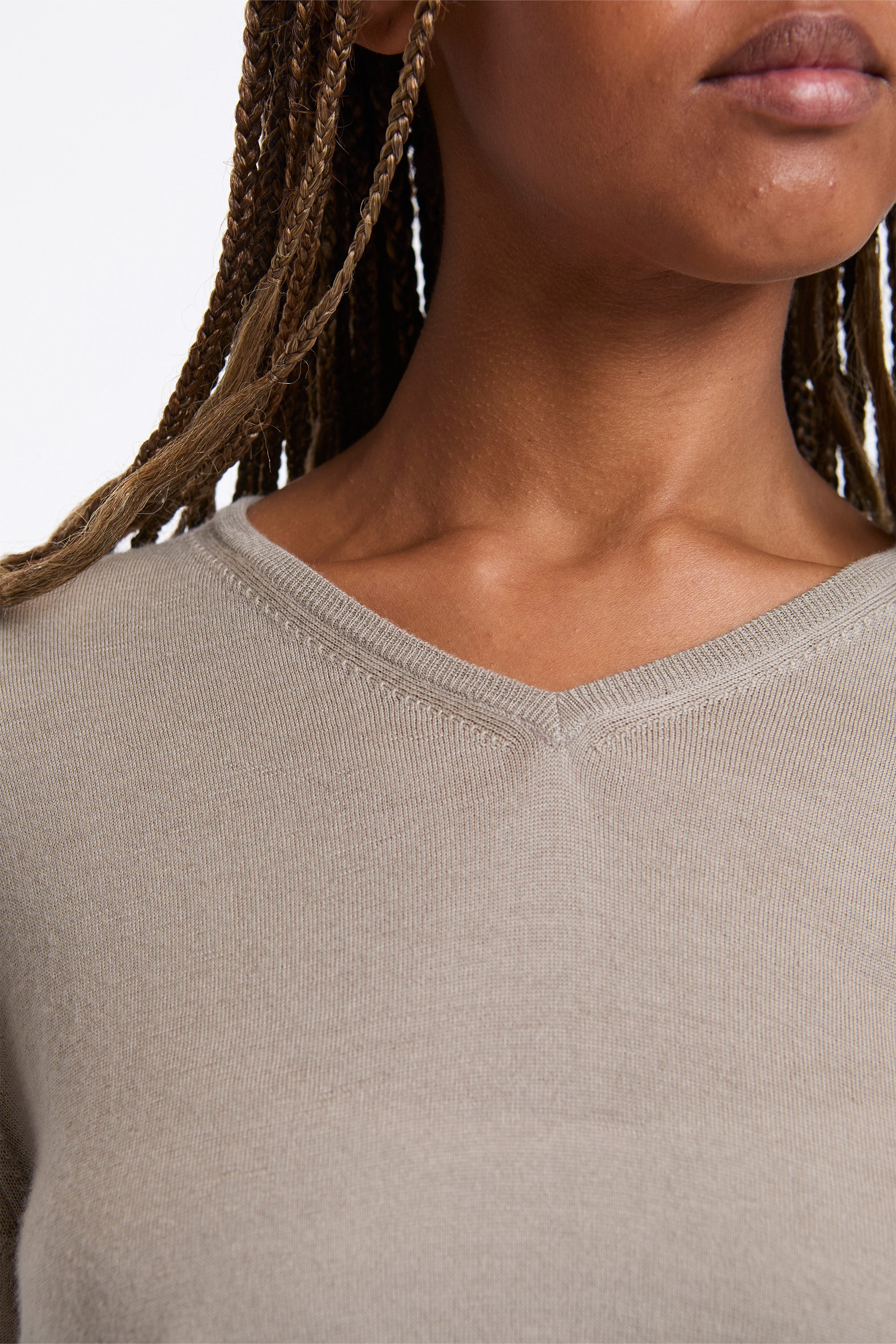 Wool V-Neck Knit Light Khaki
