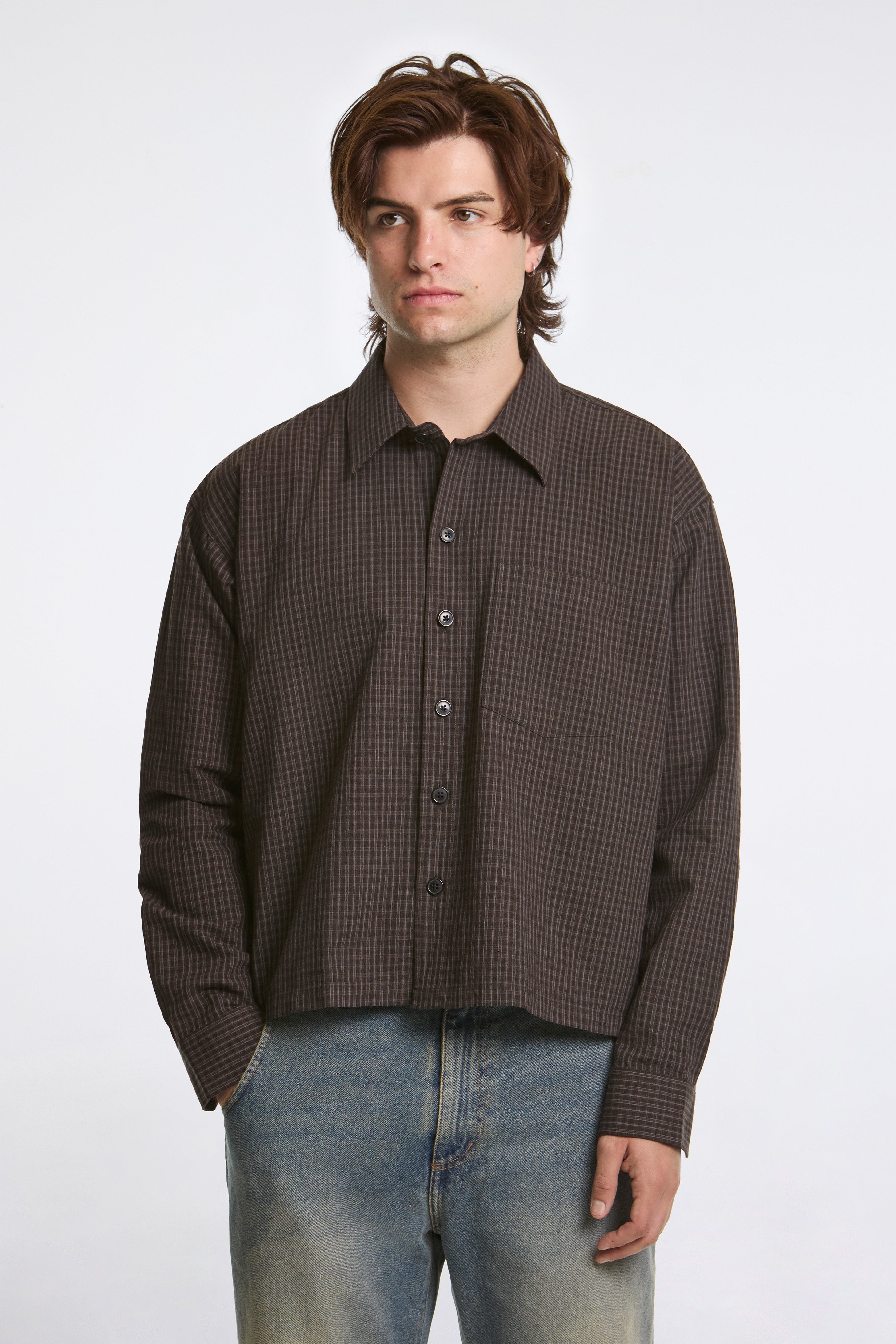 mfpen Priority Shirt Dark Linen Check | HAVN