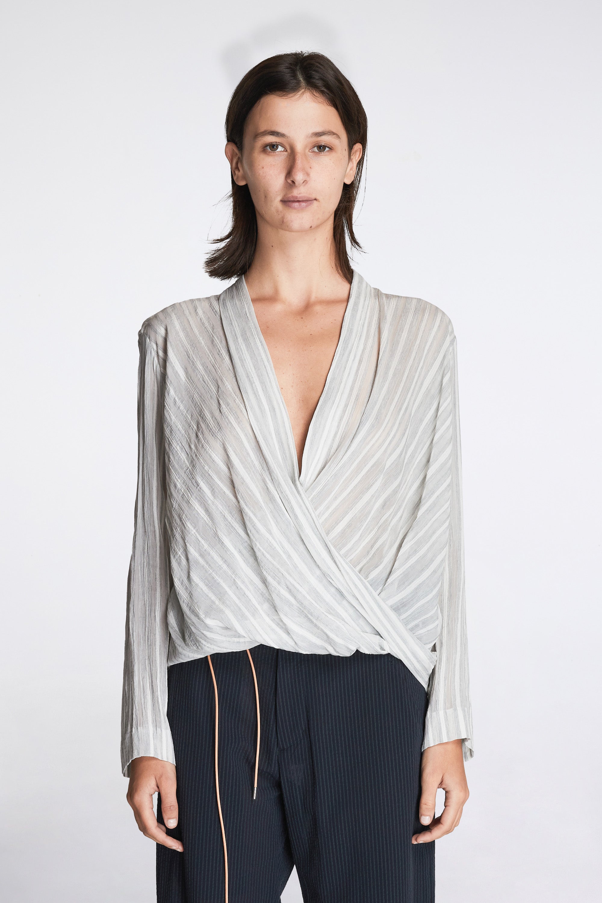 Nong Khiaw Blouse Cloud Stripe Ash Grey