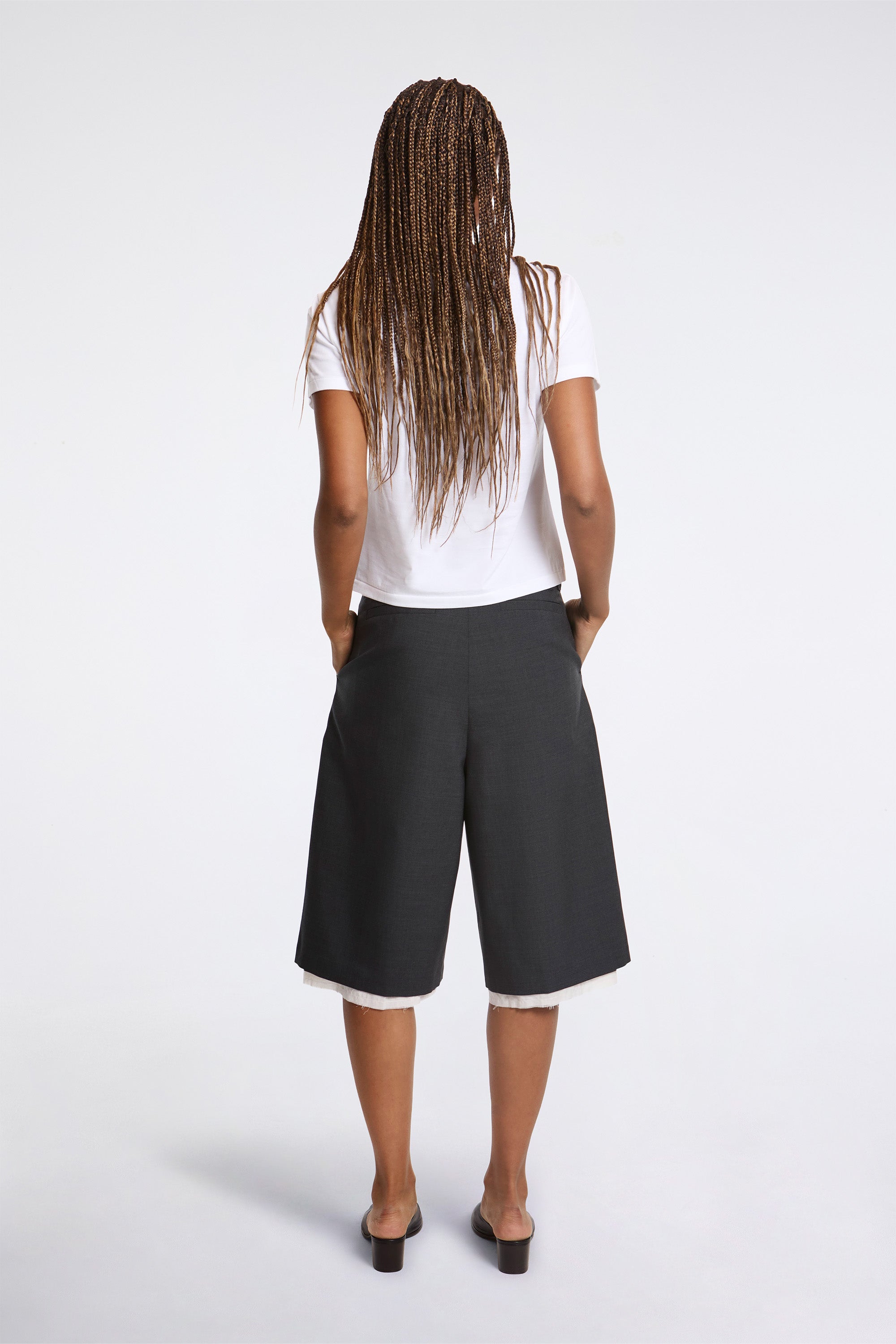 Womens Slash Shorts Dark Grey Tropical Wool