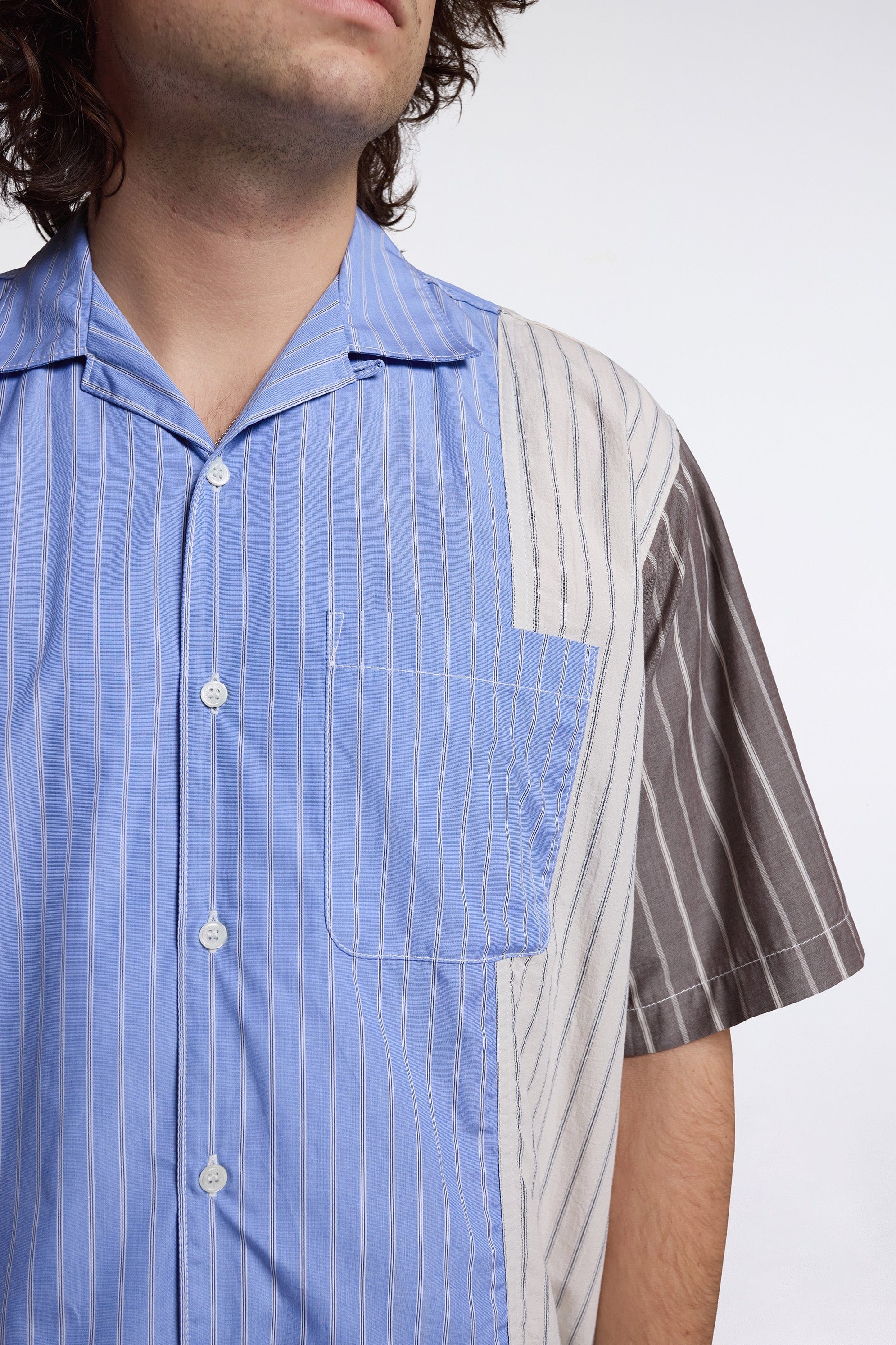 Patchwork SS Striped Shirt