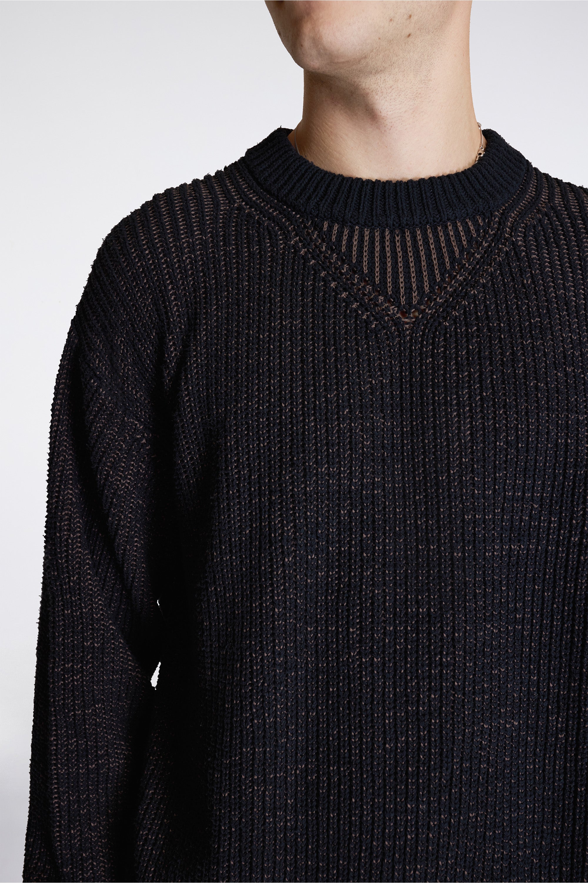 Silk Ribbed Crew Black