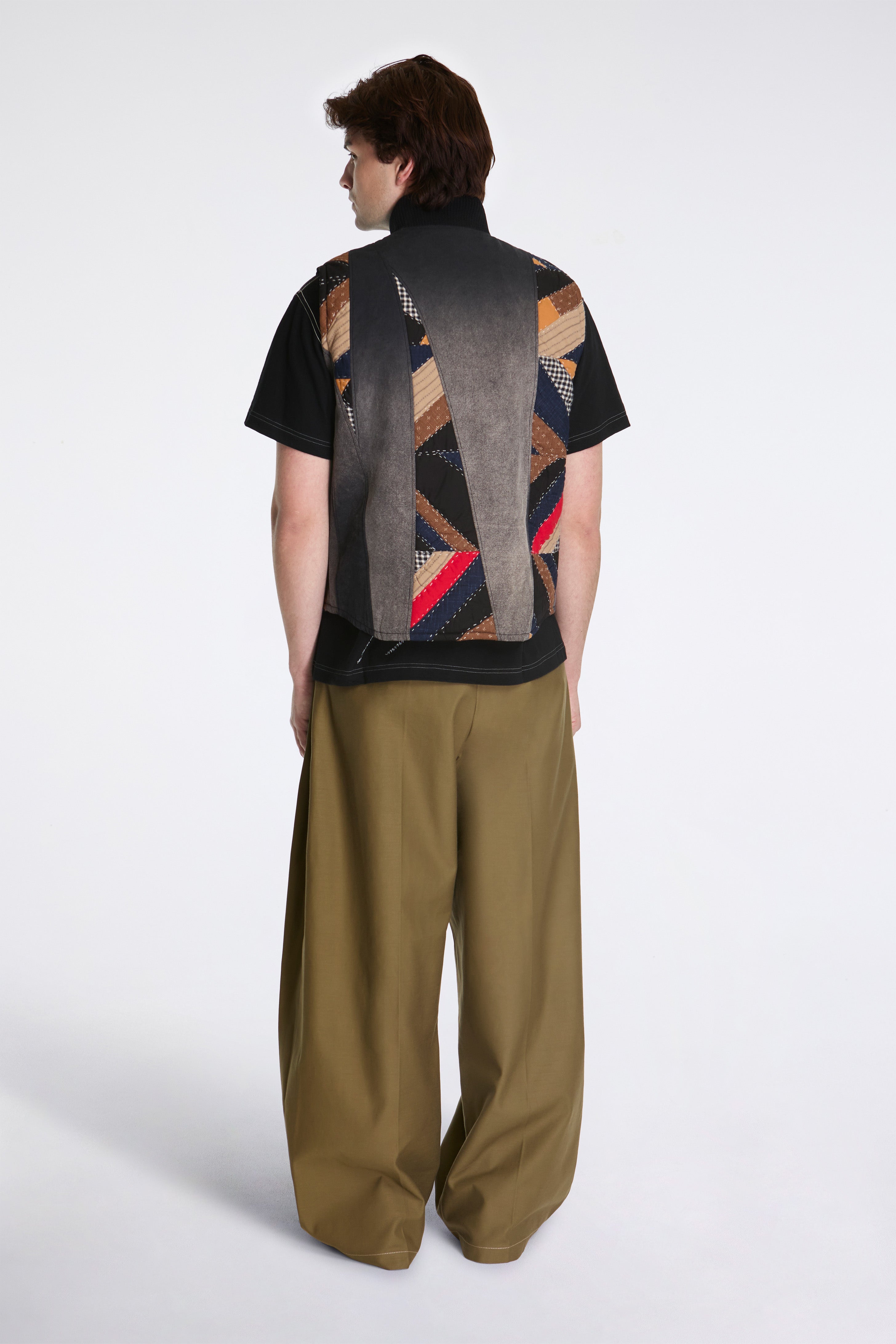 Vintage-Effect Quilt Vest Black