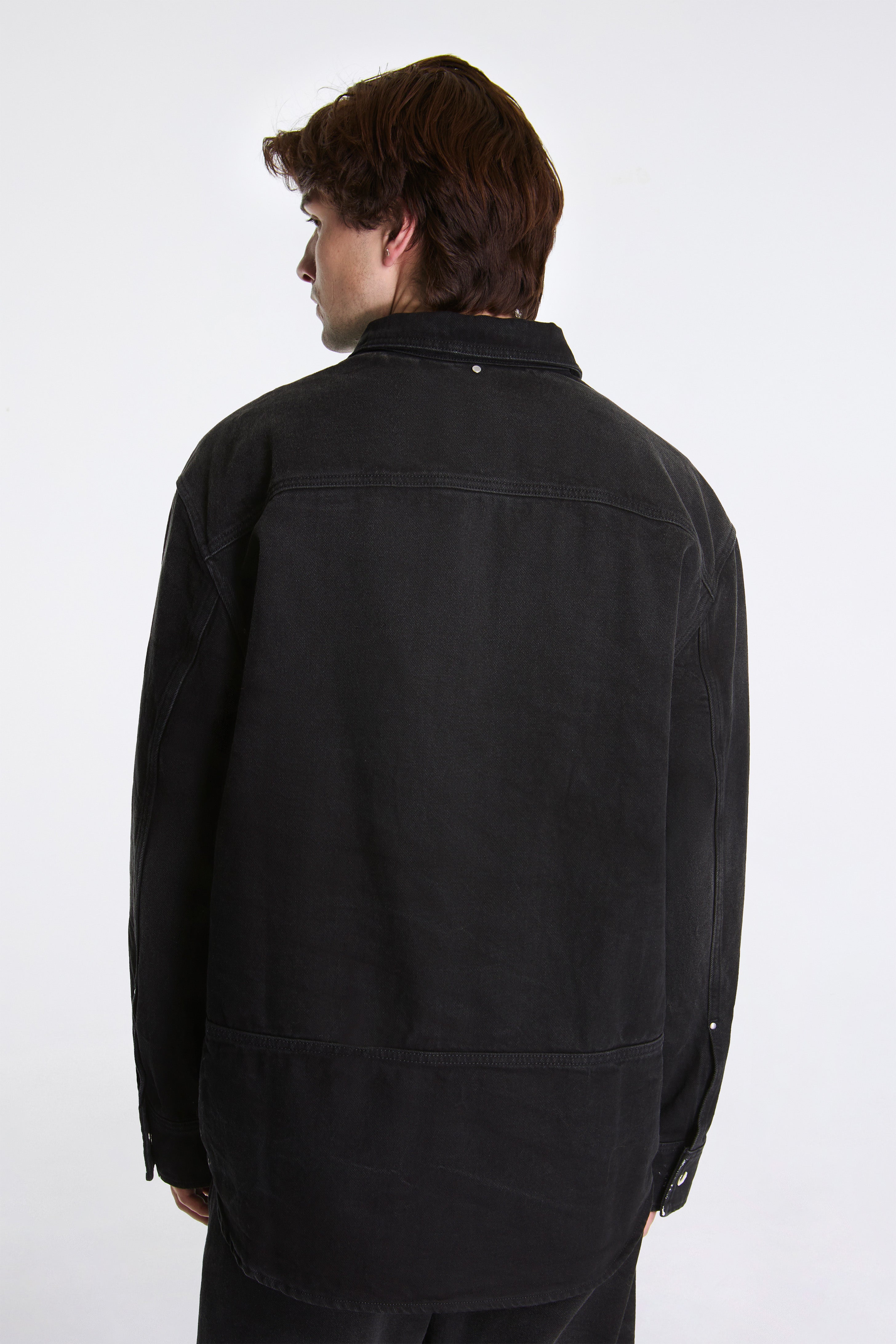 Black Denim Shirt With White Spots Black