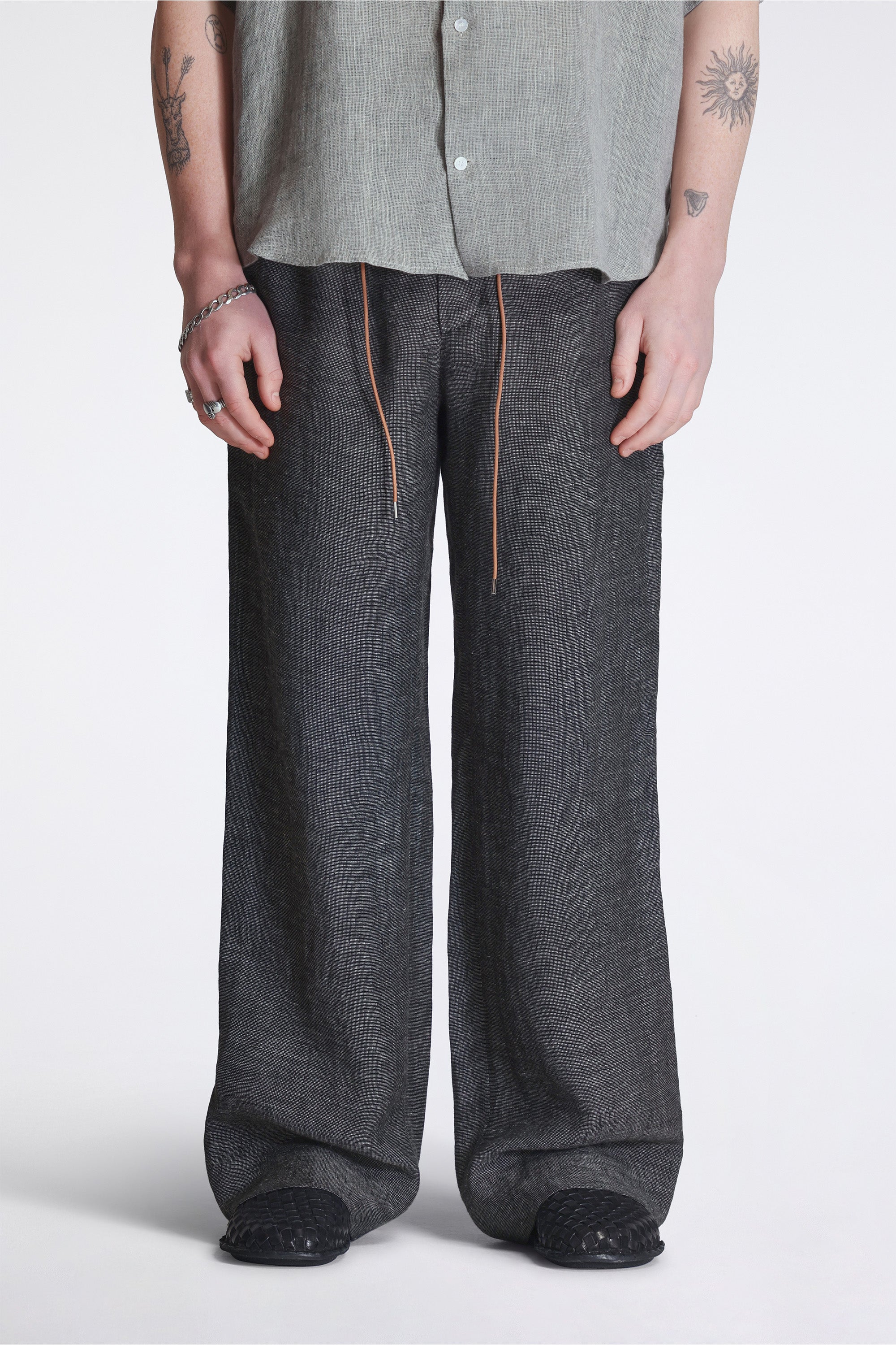 Nam Ou River Trip Pants Linen Mesh Black Mix
