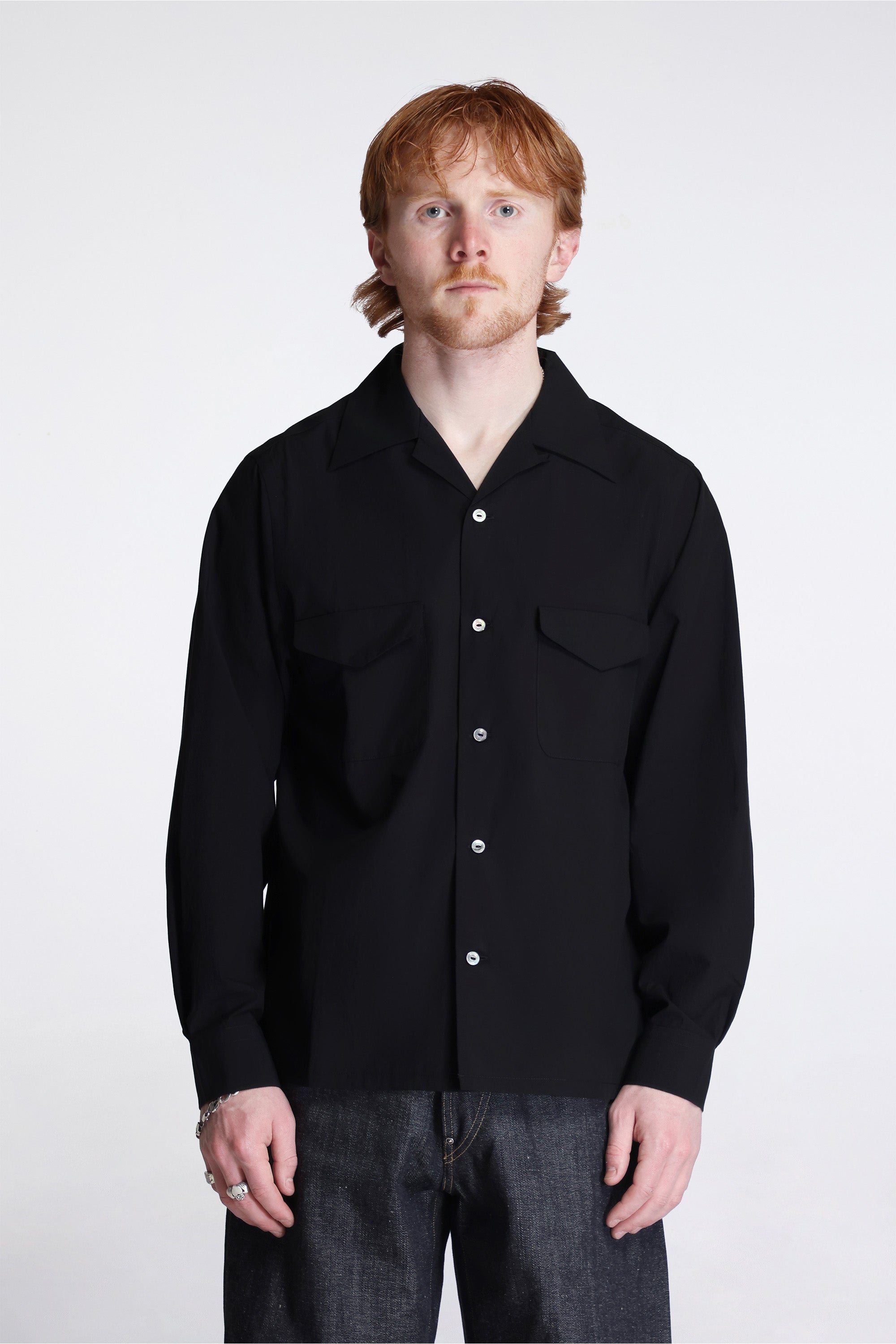 Lot.101 Open Collar Shirt Black