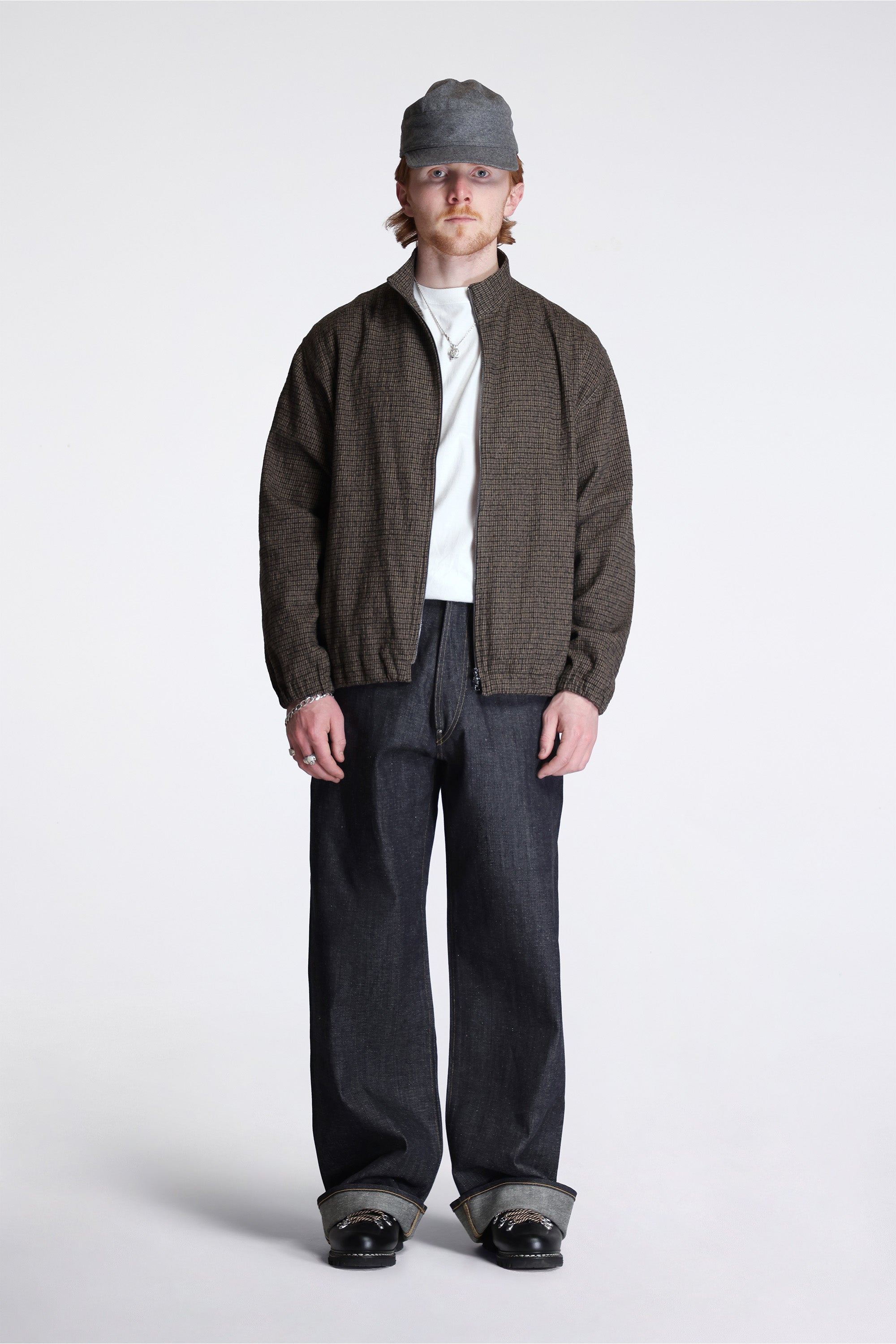 Track Jacket Brushed Cotton Wool Plaid