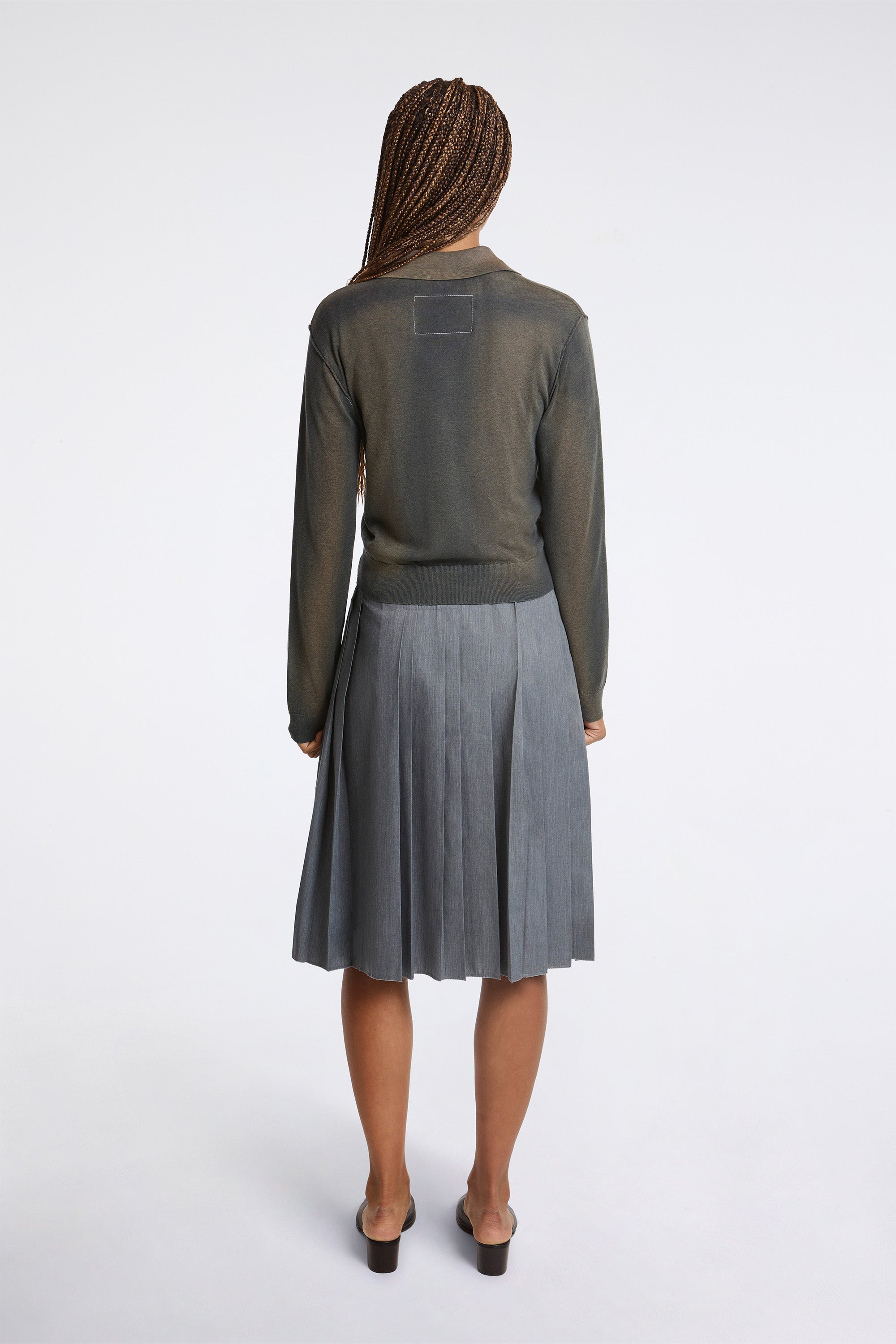 Pleats Skirt Grey Melange