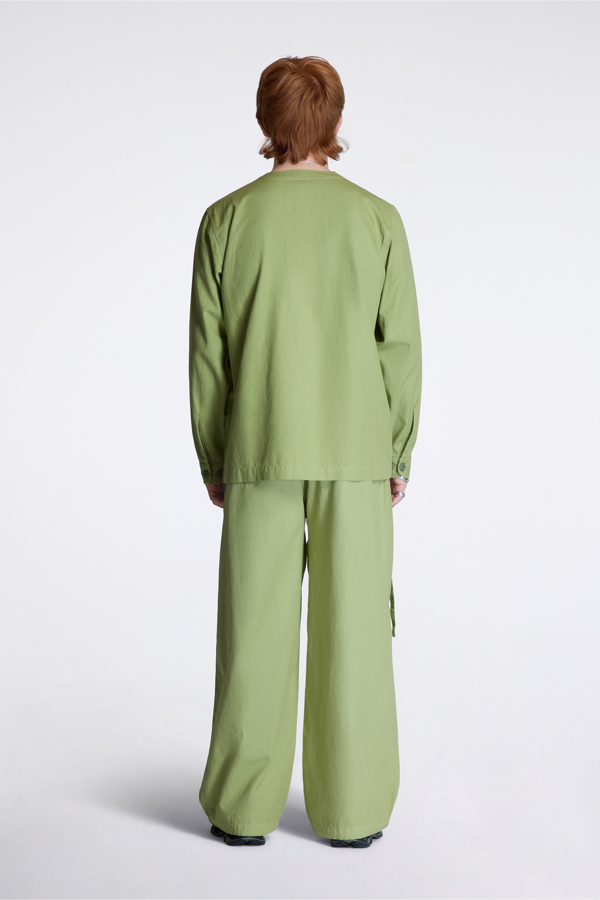 Hemp Ripstop Pleated Trousers Moss Green