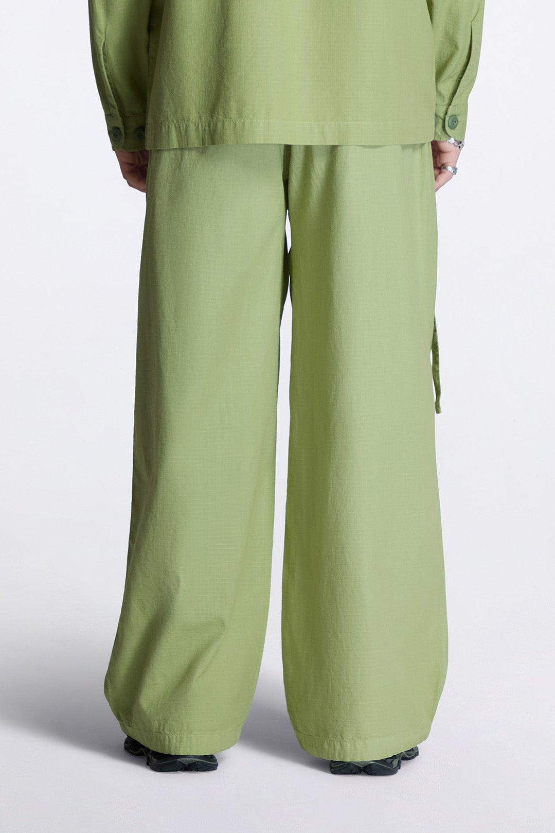 Hemp Ripstop Pleated Trousers Moss Green
