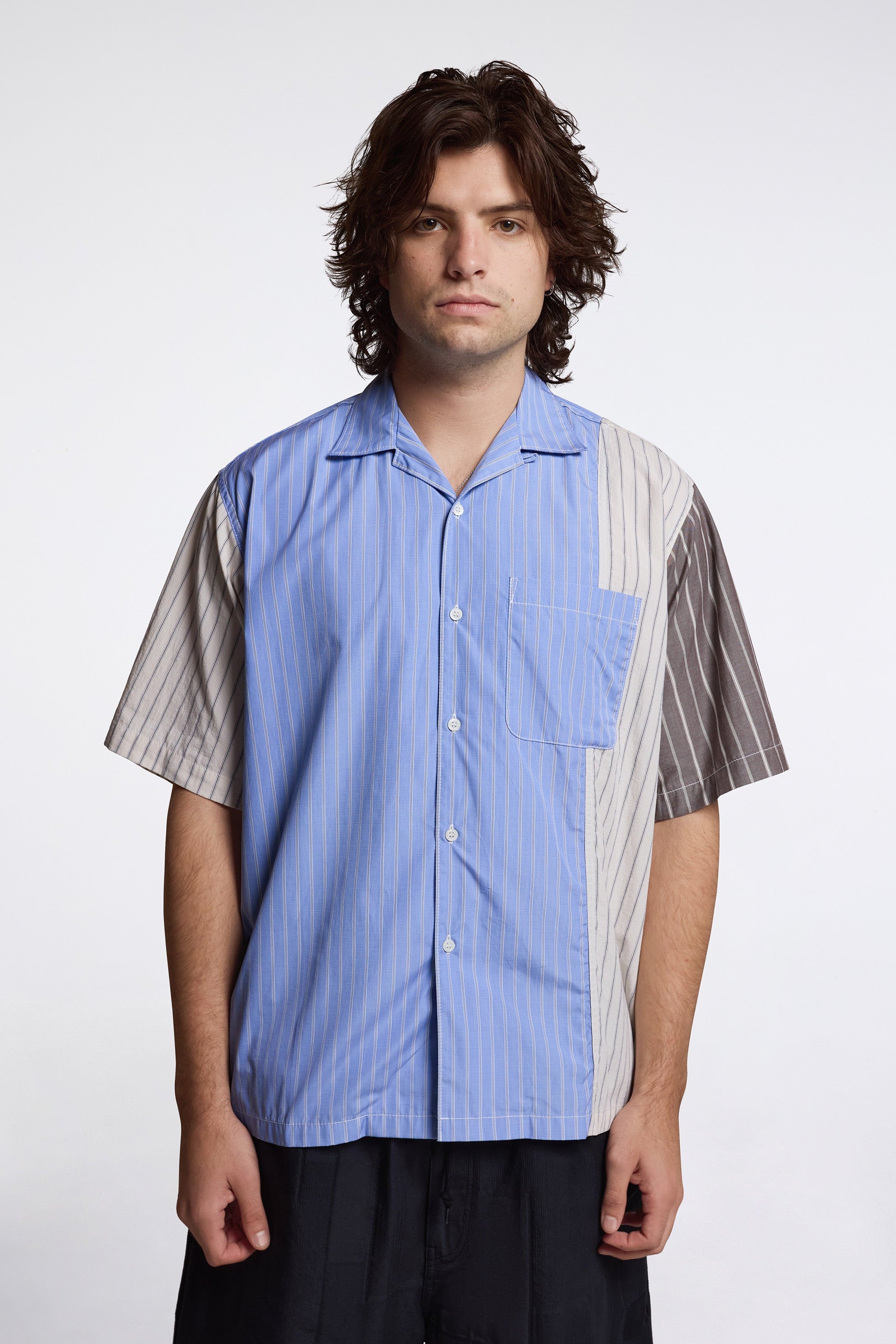 Patchwork SS Striped Shirt