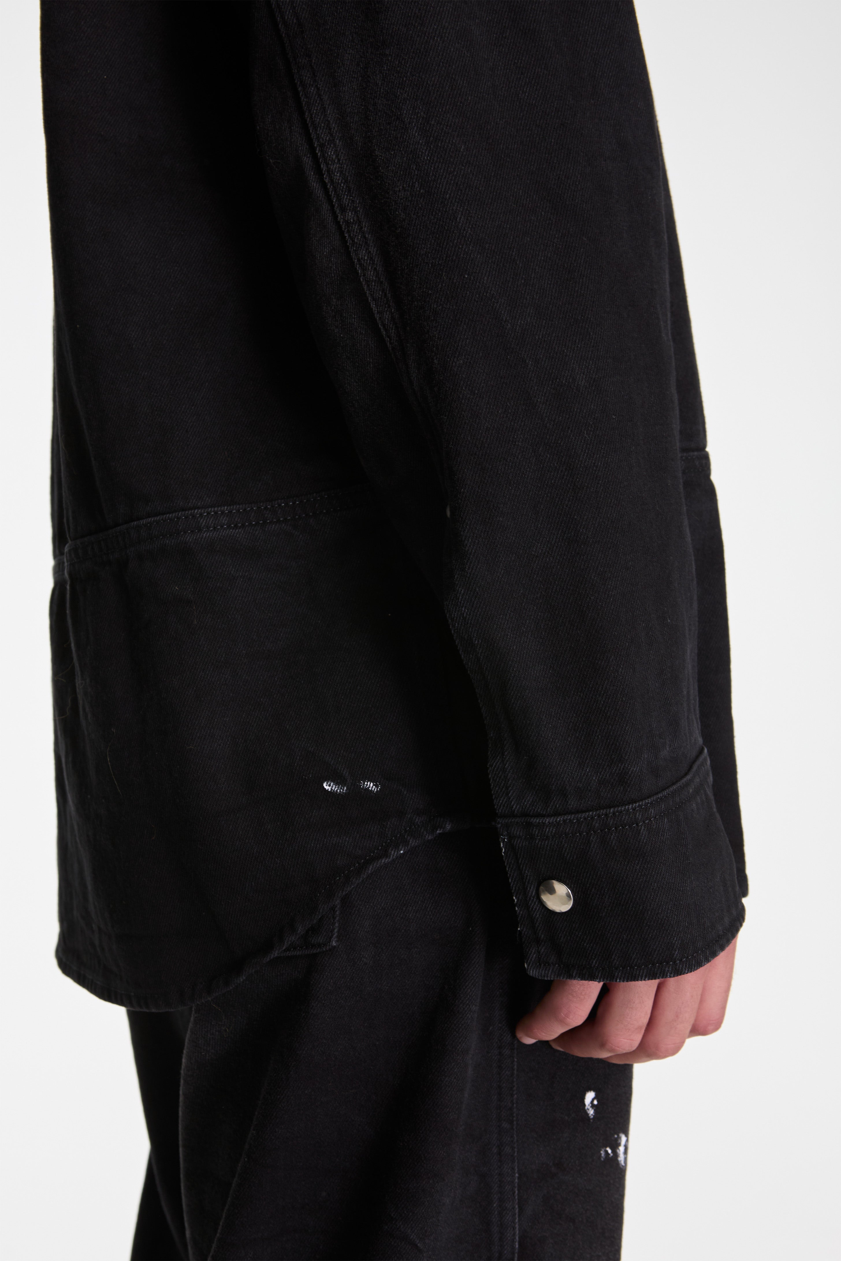 Black Denim Shirt With White Spots Black