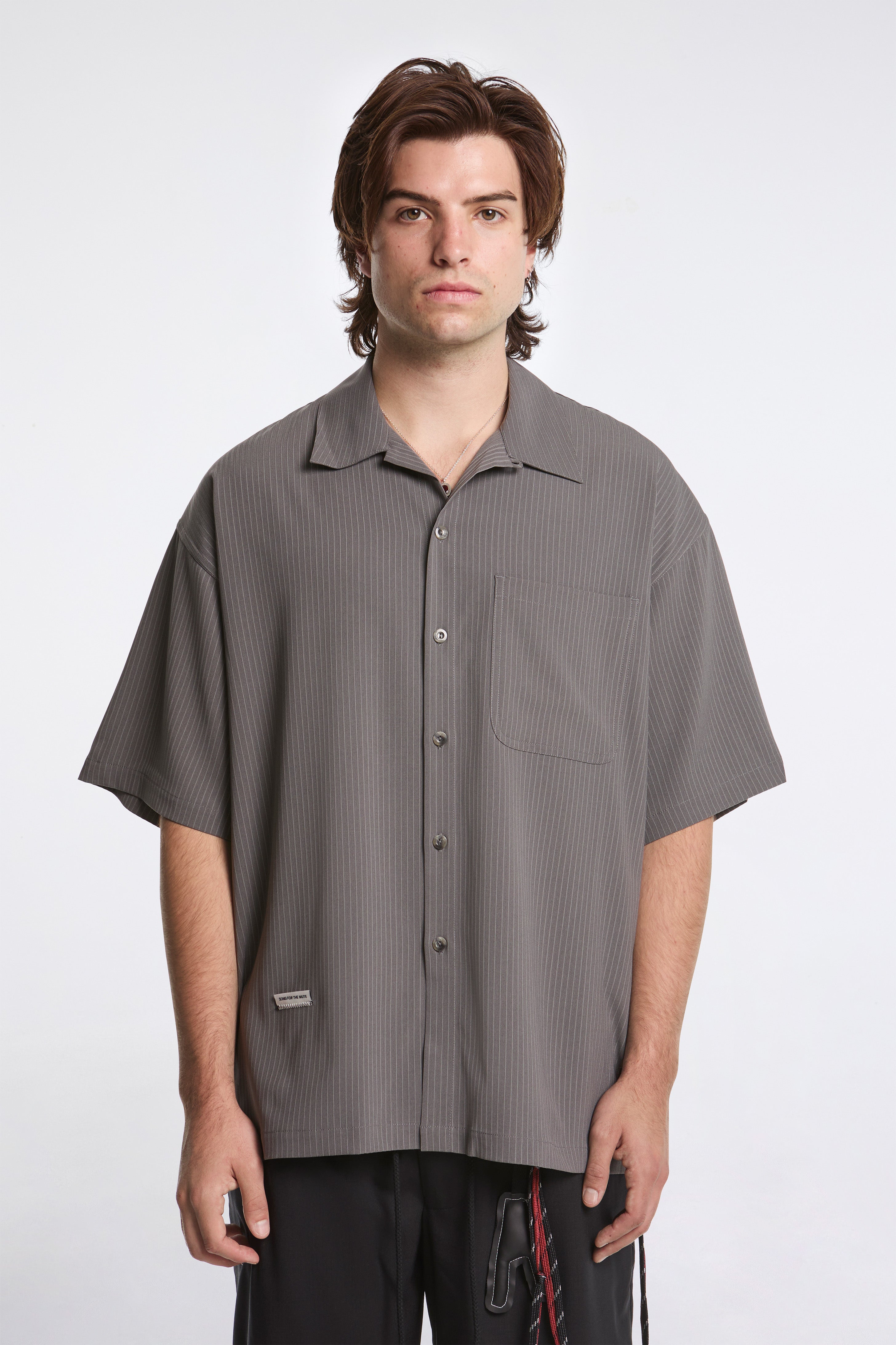 Button Up Gym Shirt Grey