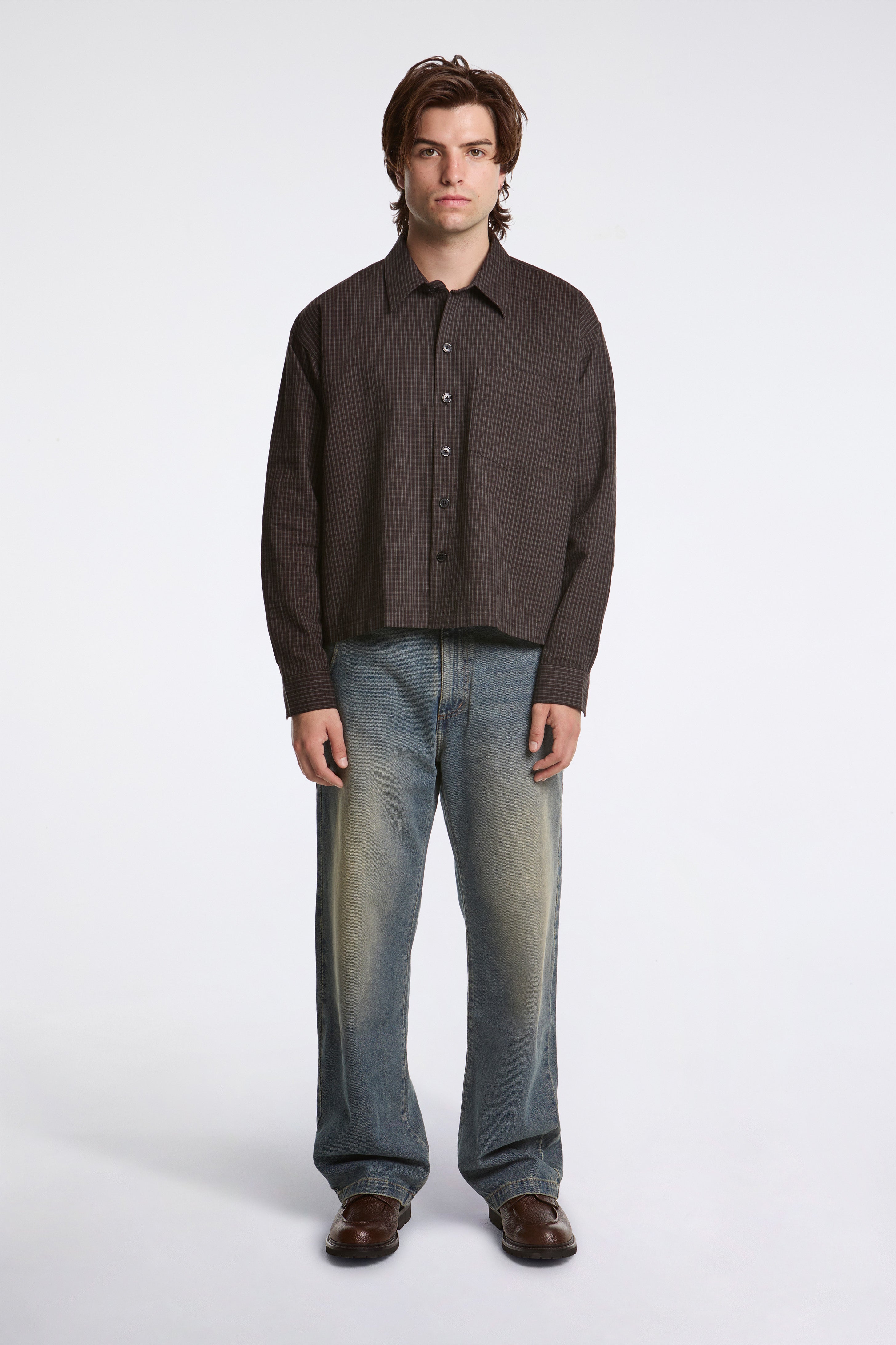mfpen Priority Shirt Dark Linen Check | HAVN