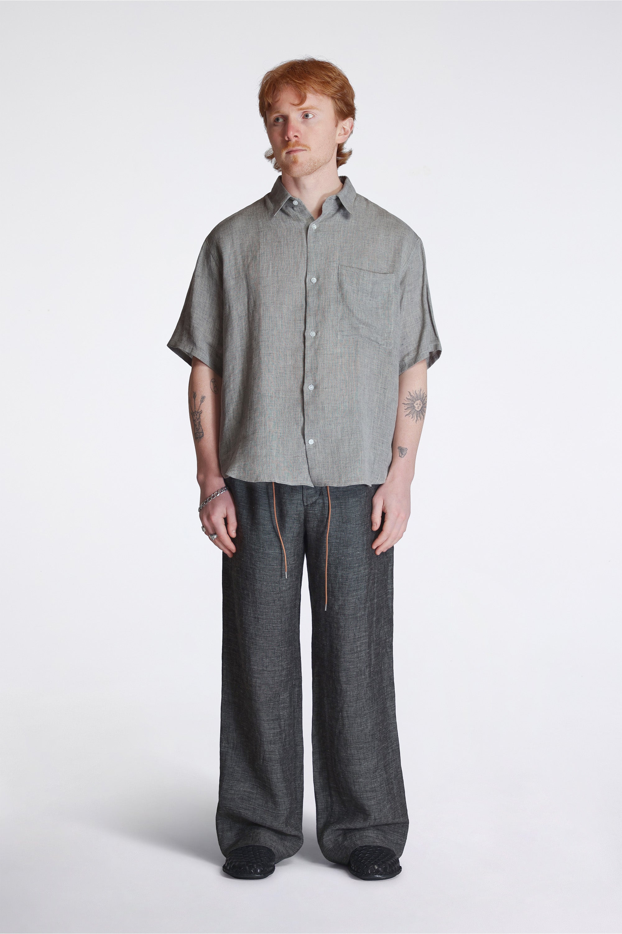 Nam Ou River Trip Pants Linen Mesh Black Mix