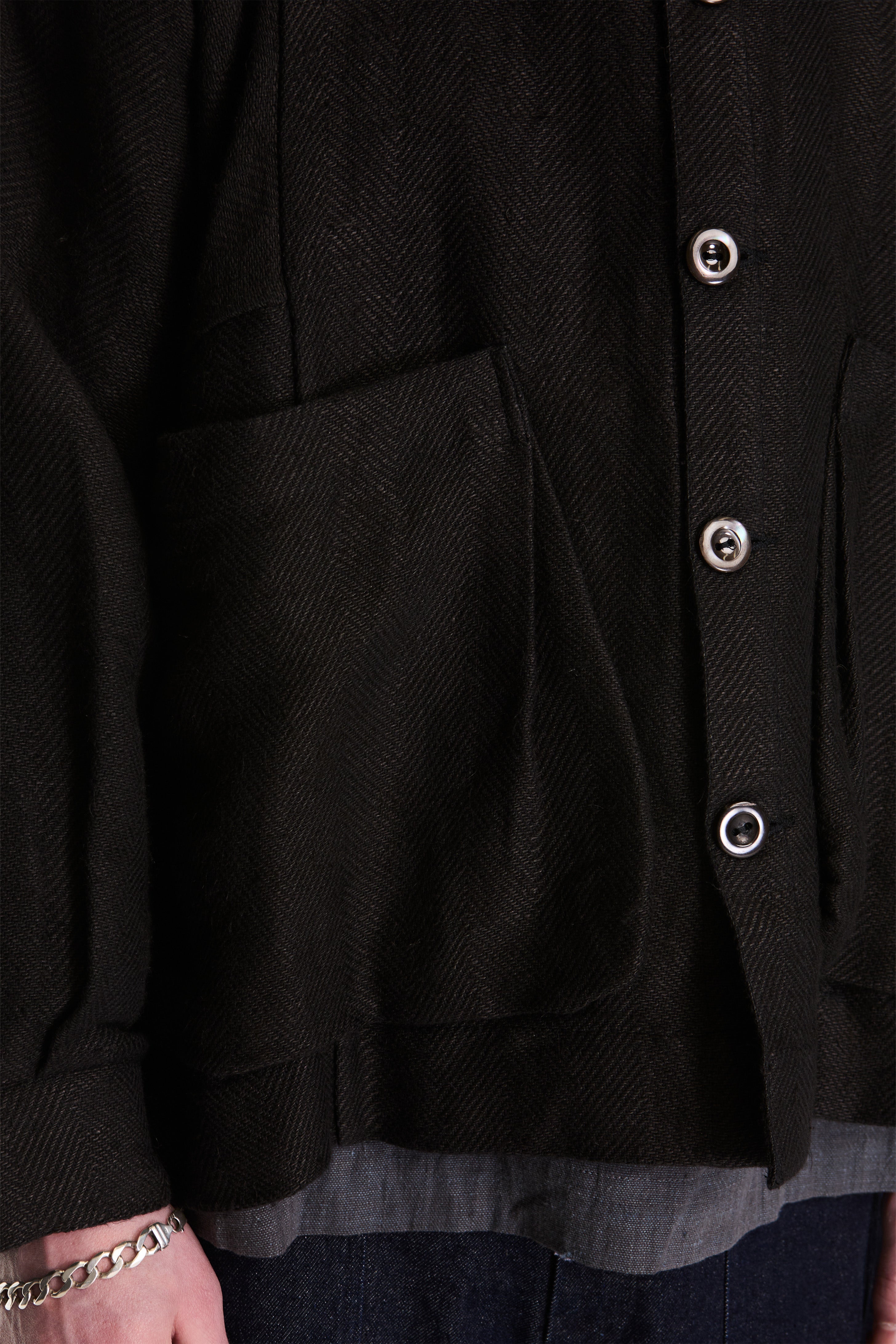 Farmer Jacket Handwoven Organic Cotton Black