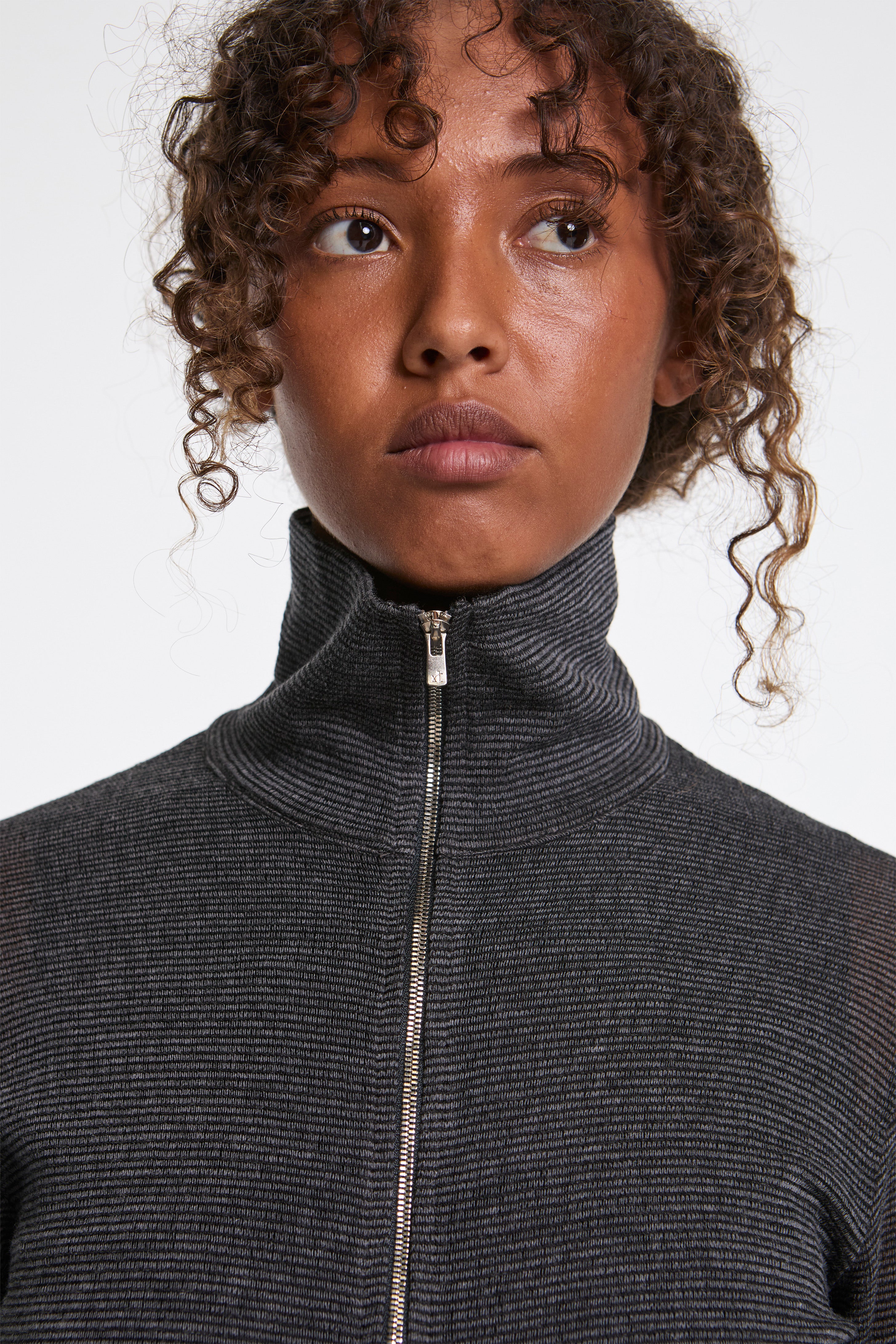 Zip Up Cardigan Charcoal