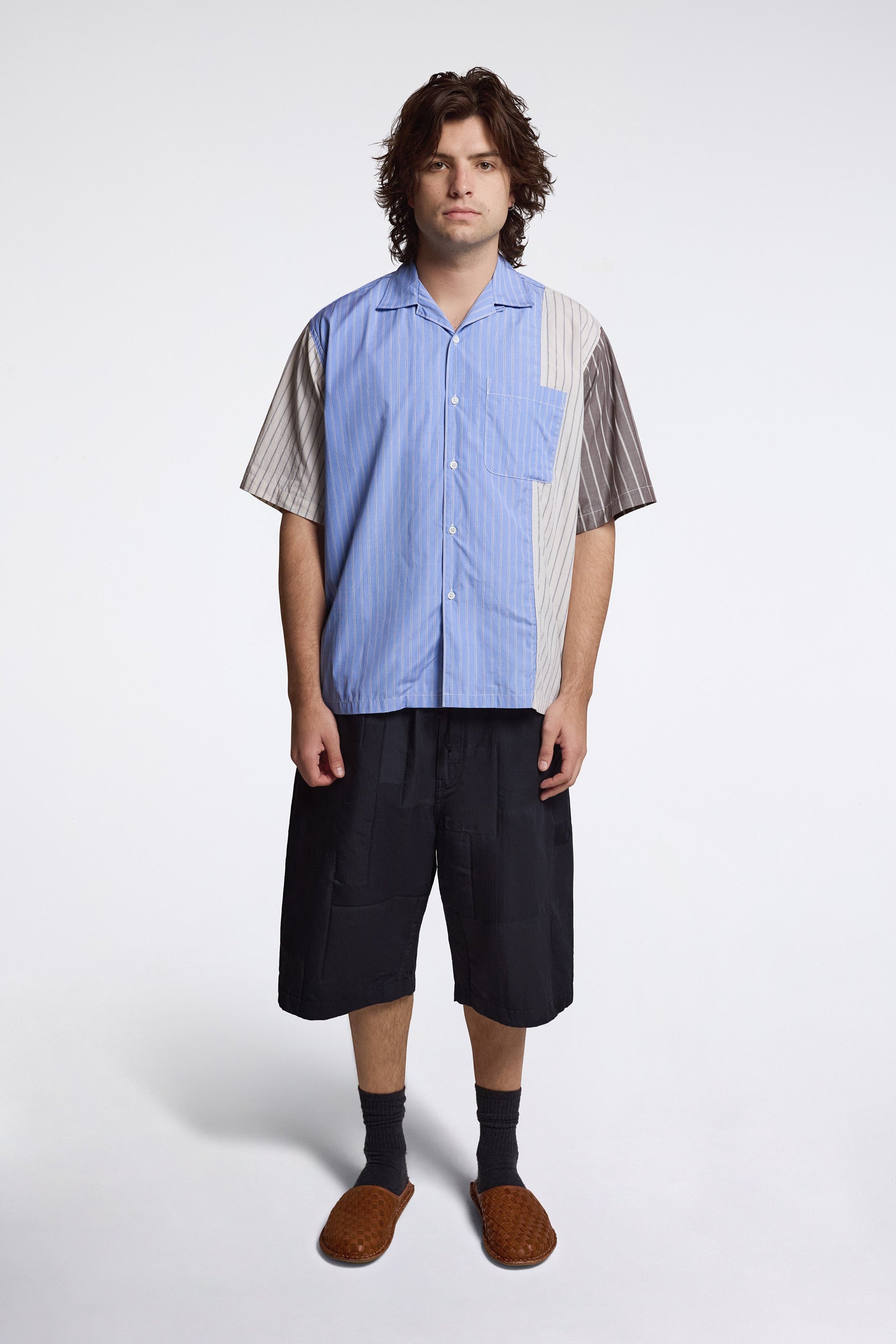 Patchwork SS Striped Shirt